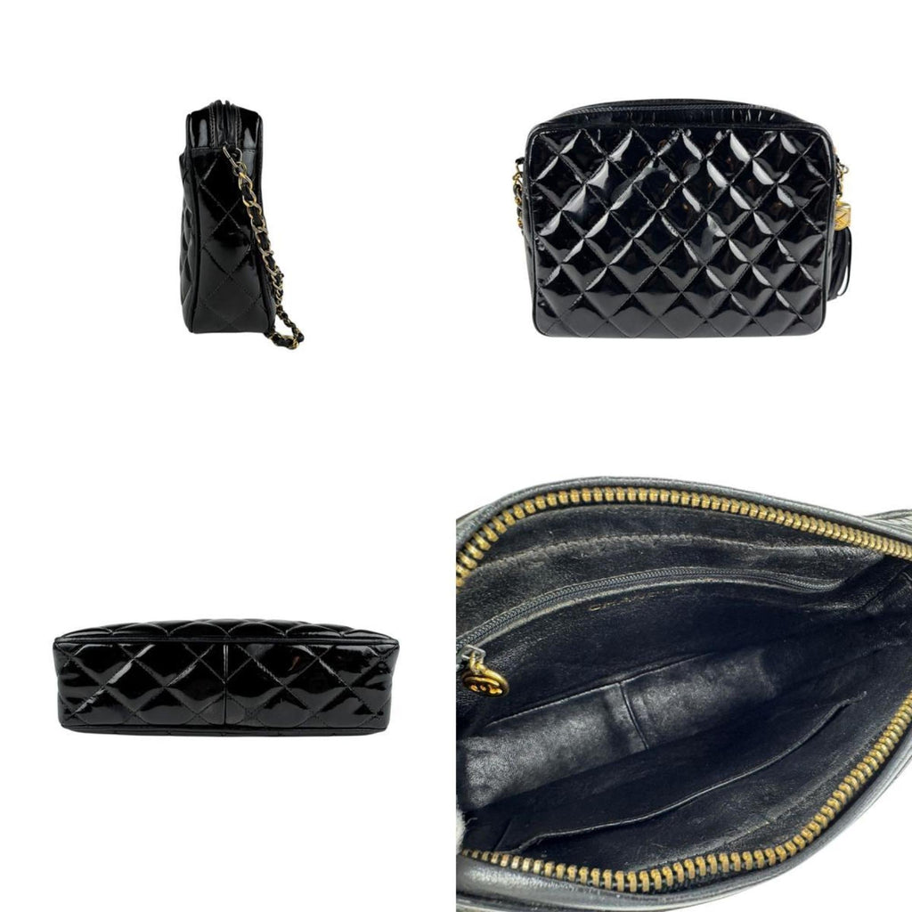 Vintage Diamond CC Camera Bag Quilted Patent Medium