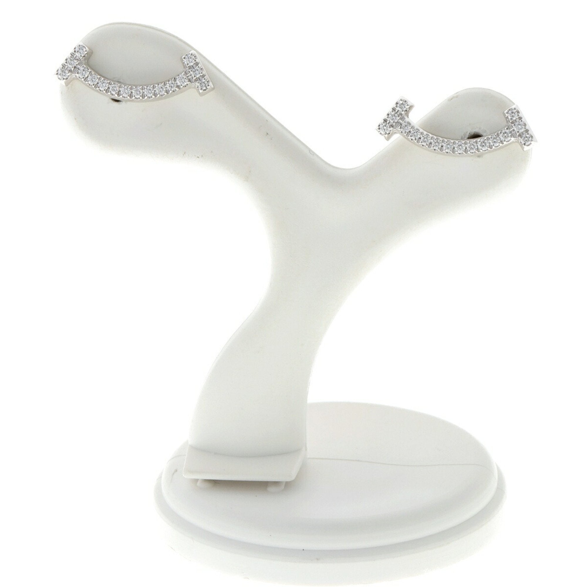 T Smile Mini Pendant Necklace 18K White Gold with Diamonds Earrings 18K White Gold