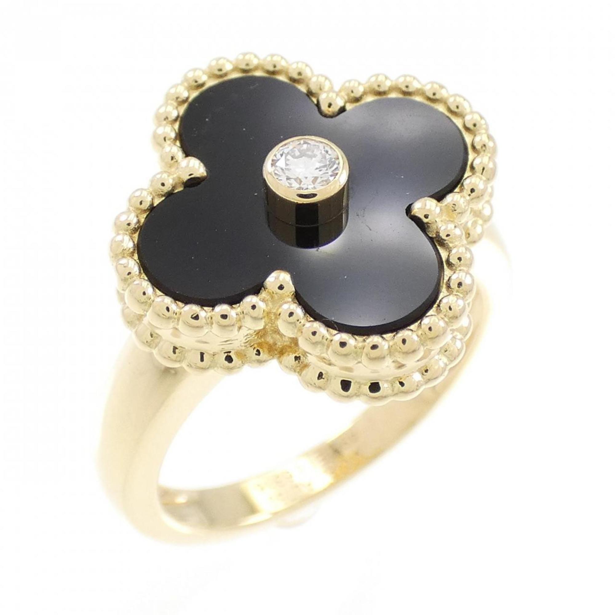 Vintage Alhambra Ring 18K Yellow Gold and Onyx