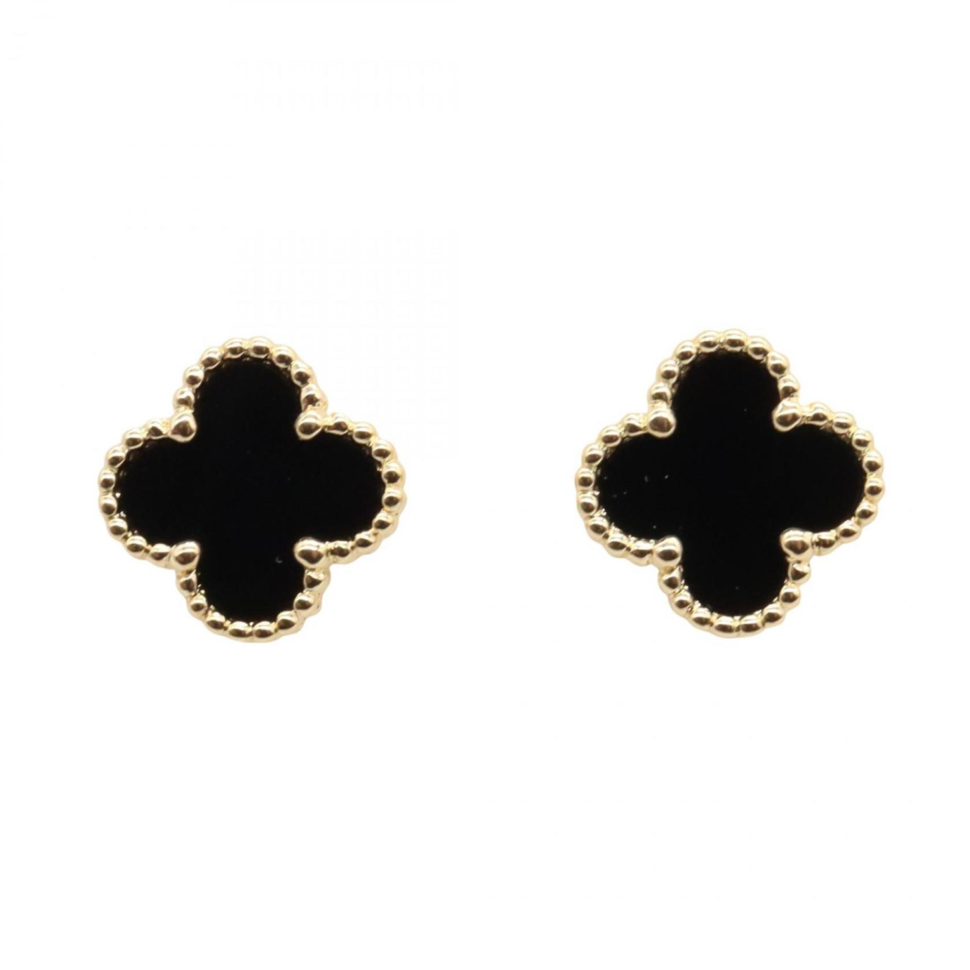 Sweet Alhambra Earrings 18K Yellow Gold and Onyx 18K Yellow Gold