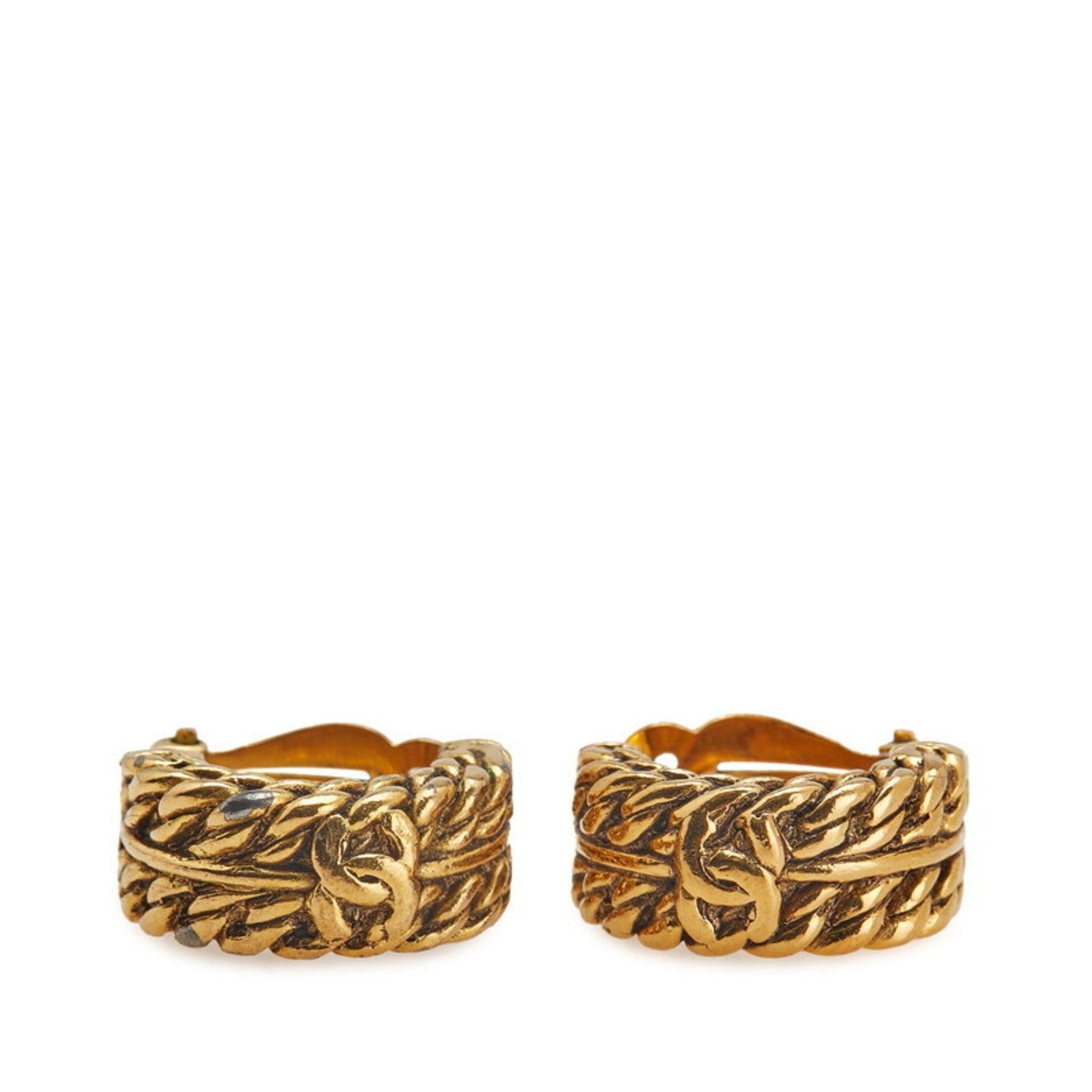 CC Logo Clip-On Earrings Metal Gold-Tone Metal