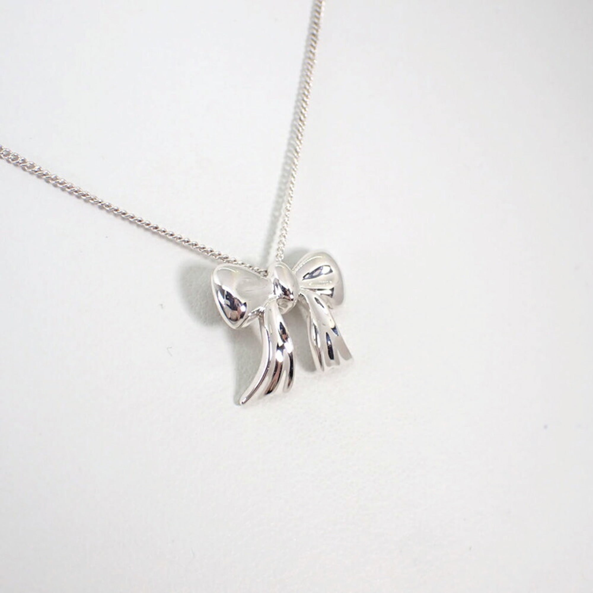 Ribbon Pendant Necklace Sterling Silver