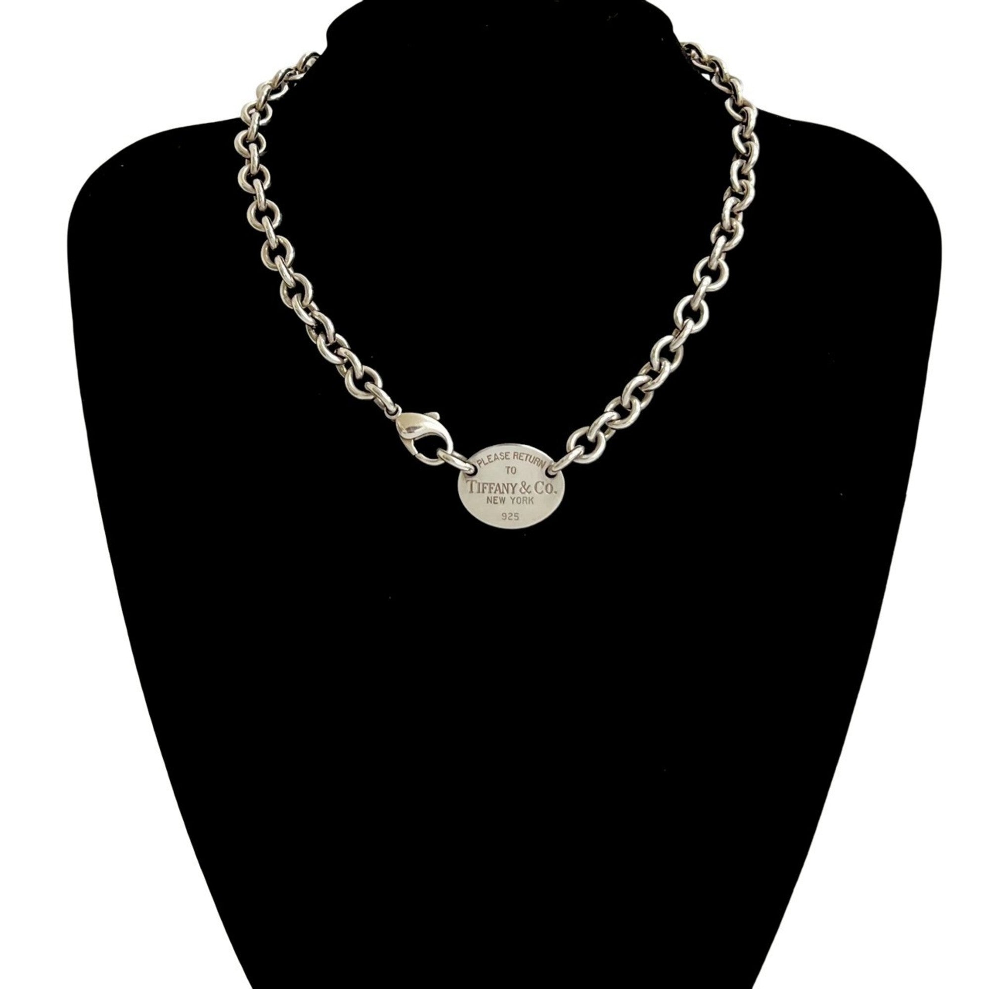Oval Tag Pendant Necklace Sterling Silver