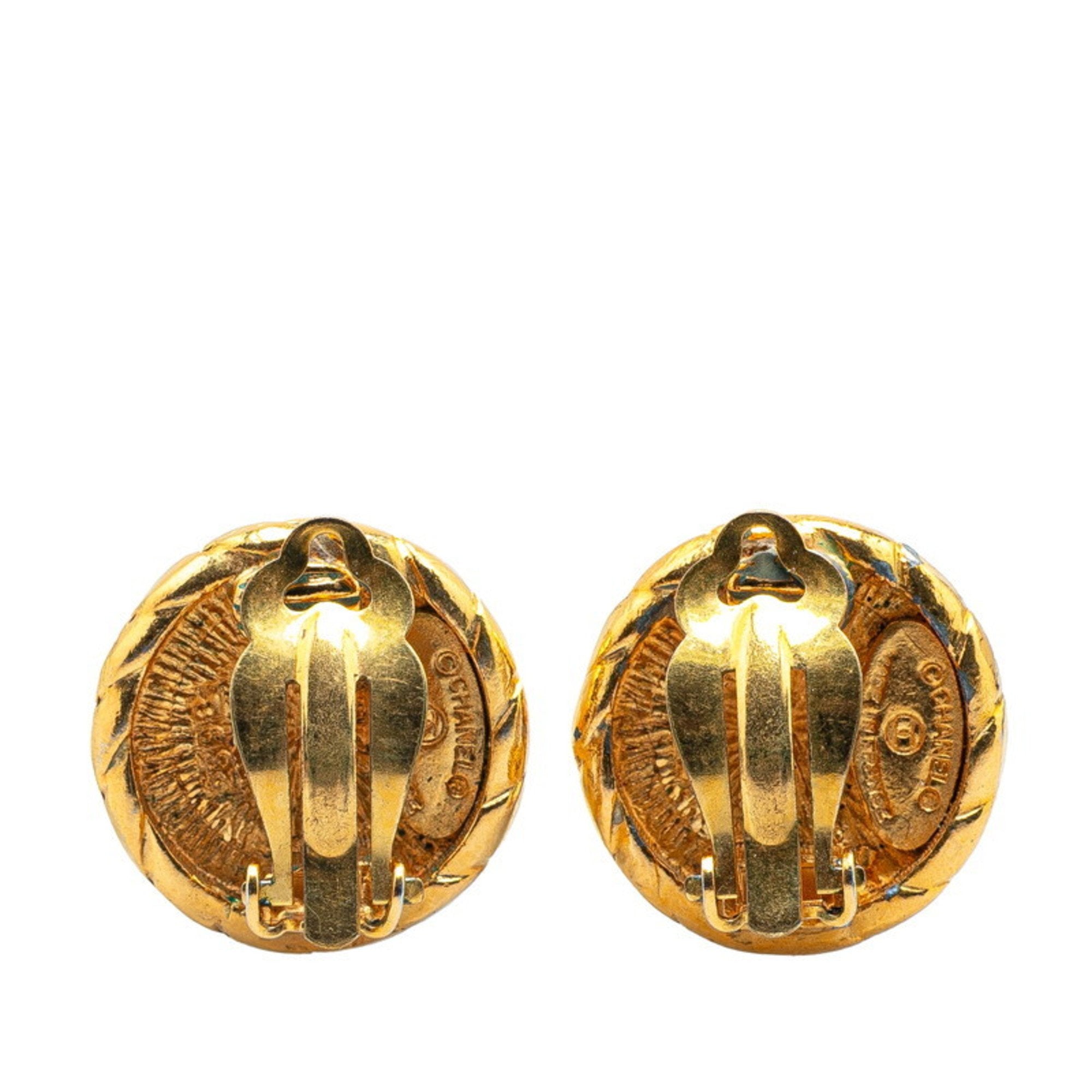 CC Logo Clip-On Earrings Metal Gold-Tone Metal