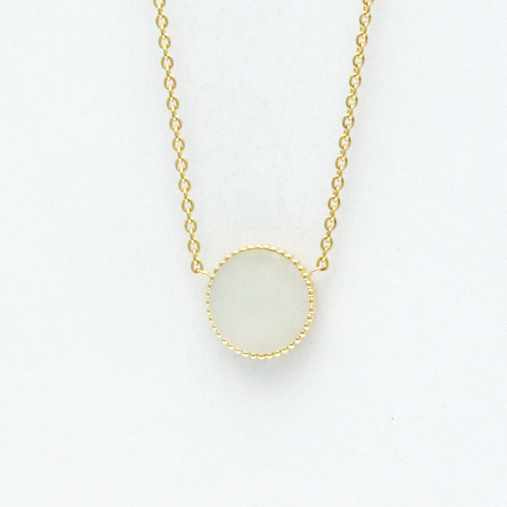 Pendant Necklace 18K Yellow Gold with Diamond and Mother of Pearl
