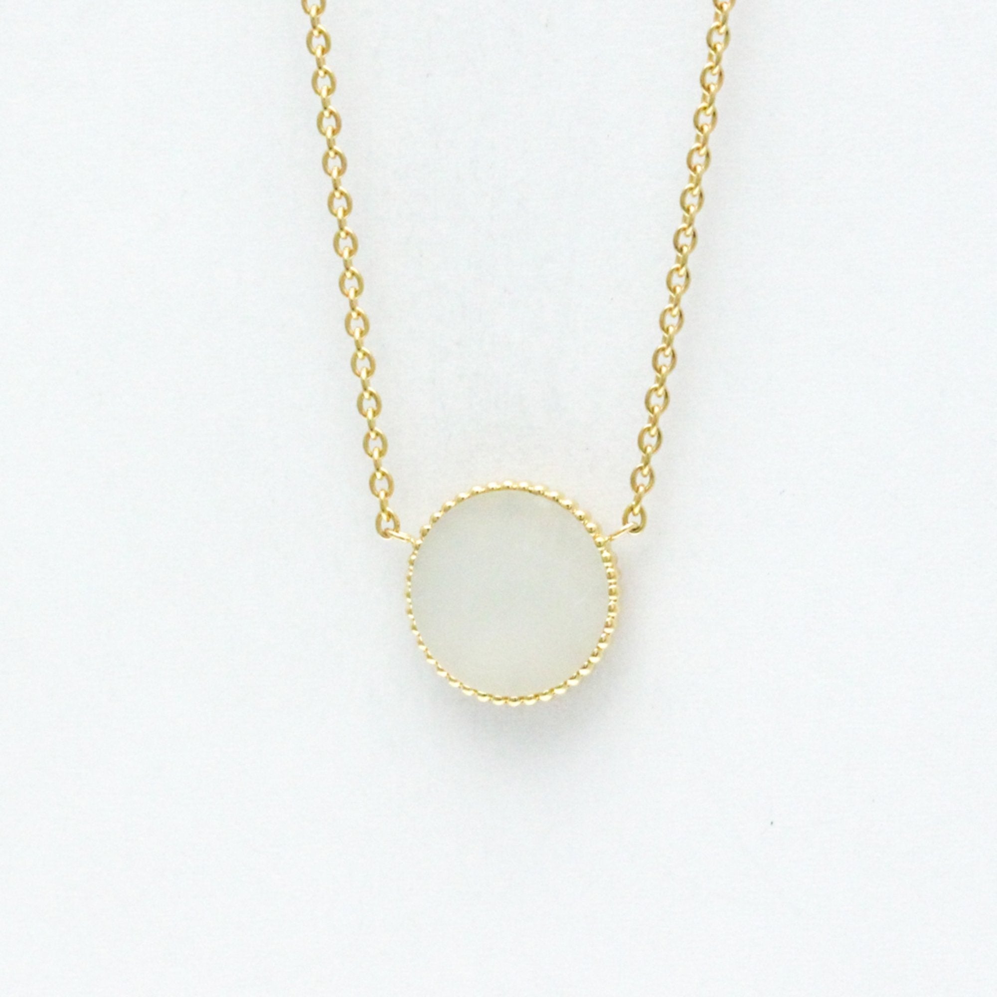Pendant Necklace 18K Yellow Gold with Diamond and Mother of Pearl