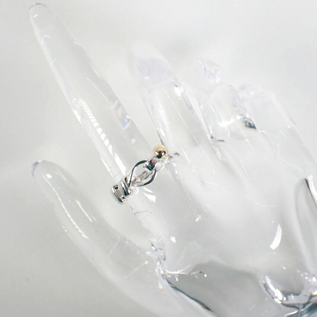 Ring Sterling Silver and 18K Yellow Gold Hook and Eye Combination