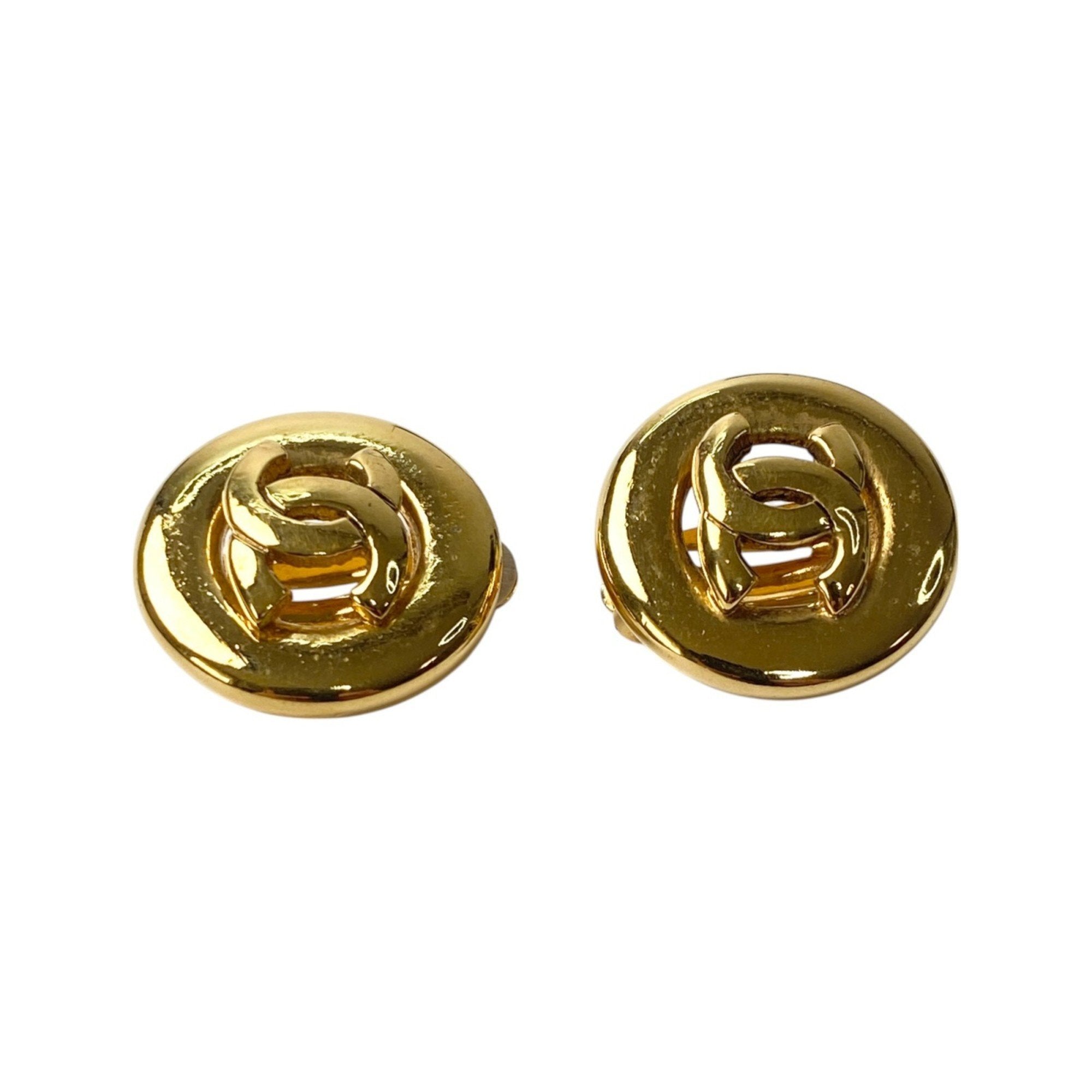 CC Logo Clip-On Earrings Metal Gold-Tone Metal