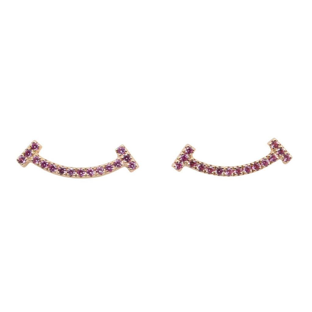 T Smile Mini Pendant Necklace 18K Rose Gold Earrings 18K Rose Gold