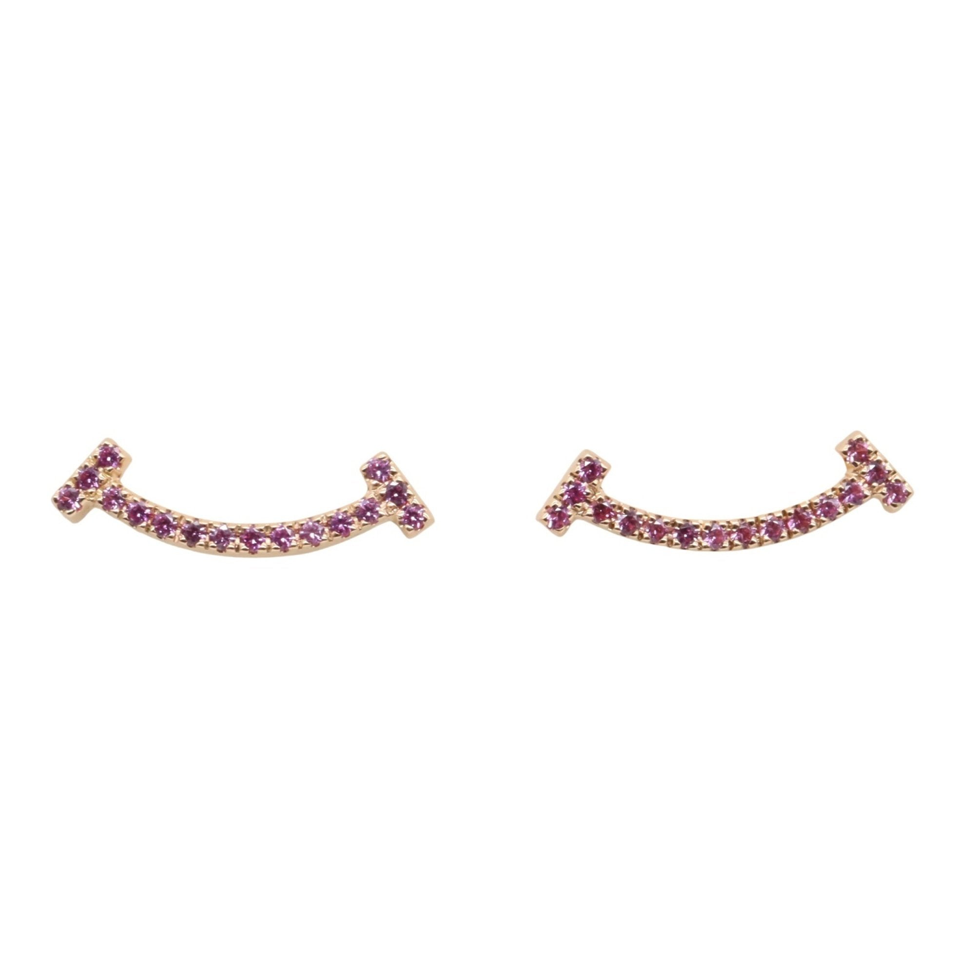 T Smile Mini Pendant Necklace 18K Rose Gold Earrings 18K Rose Gold