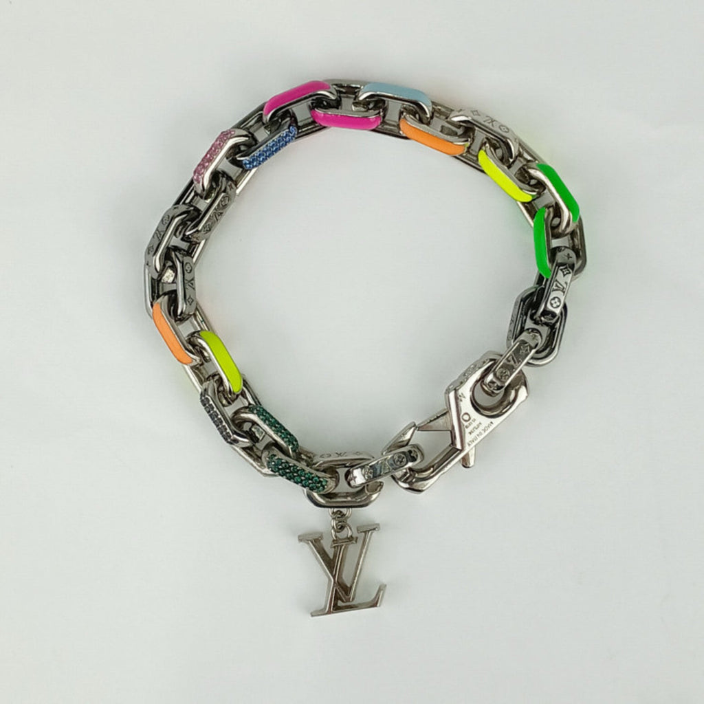 Bracelet Lacquer and Metal and Rhinestone Multicolor