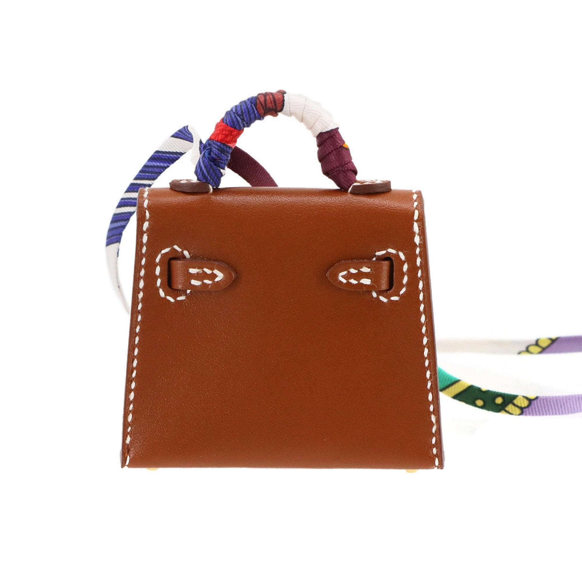 Kelly Twilly Charm Tadelakt Leather Brown Mini Handbag Charm
