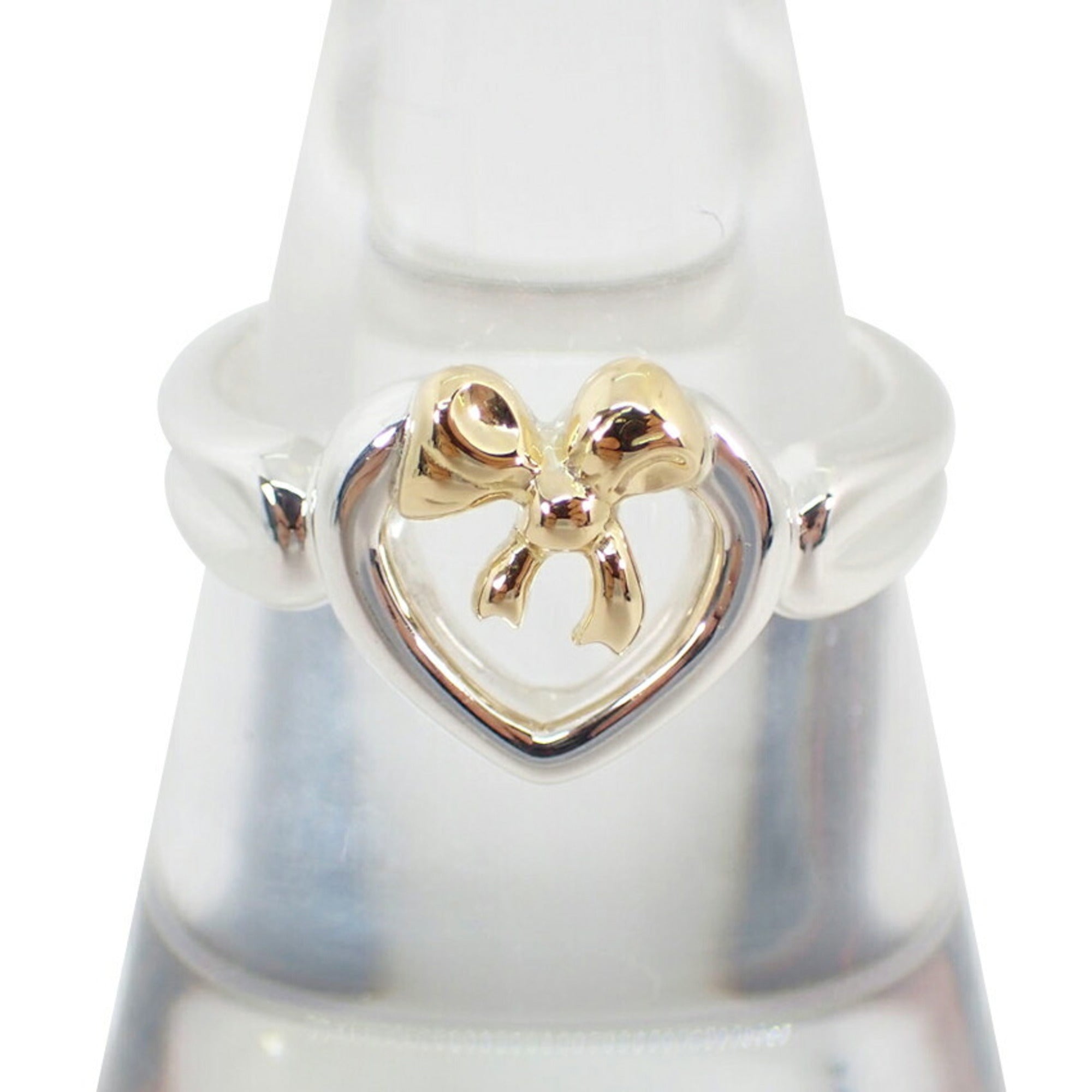 Heart Ribbon Ring Sterling Silver and 18K Yellow Gold
