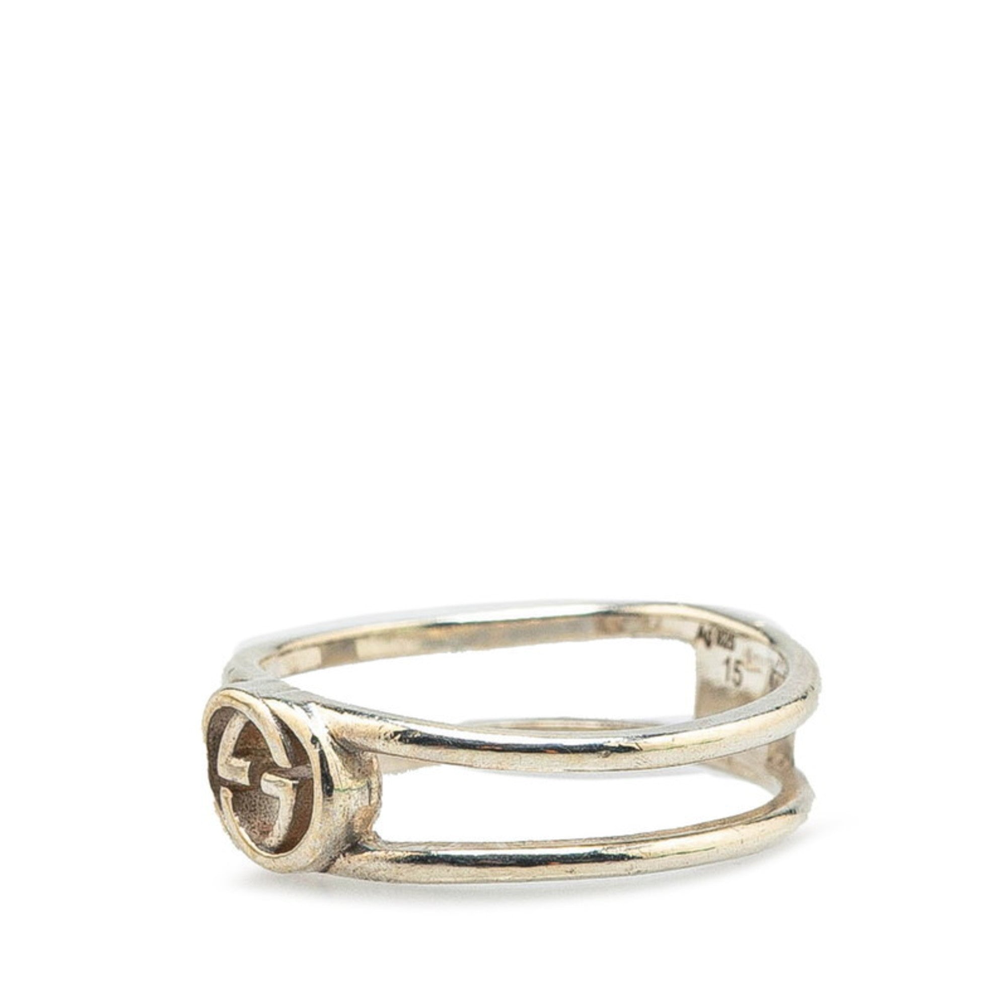 Interlocking G Slim Open Band Ring Sterling Silver