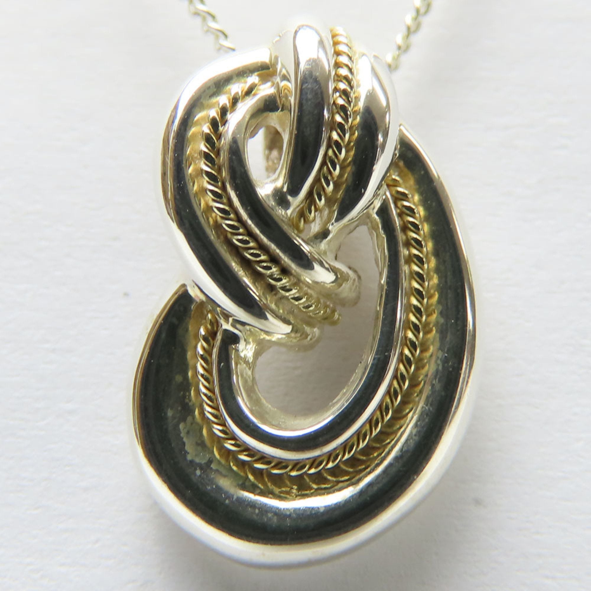 Twist Knot Rope Pendant Necklace Sterling Silver and 18K Yellow Gold