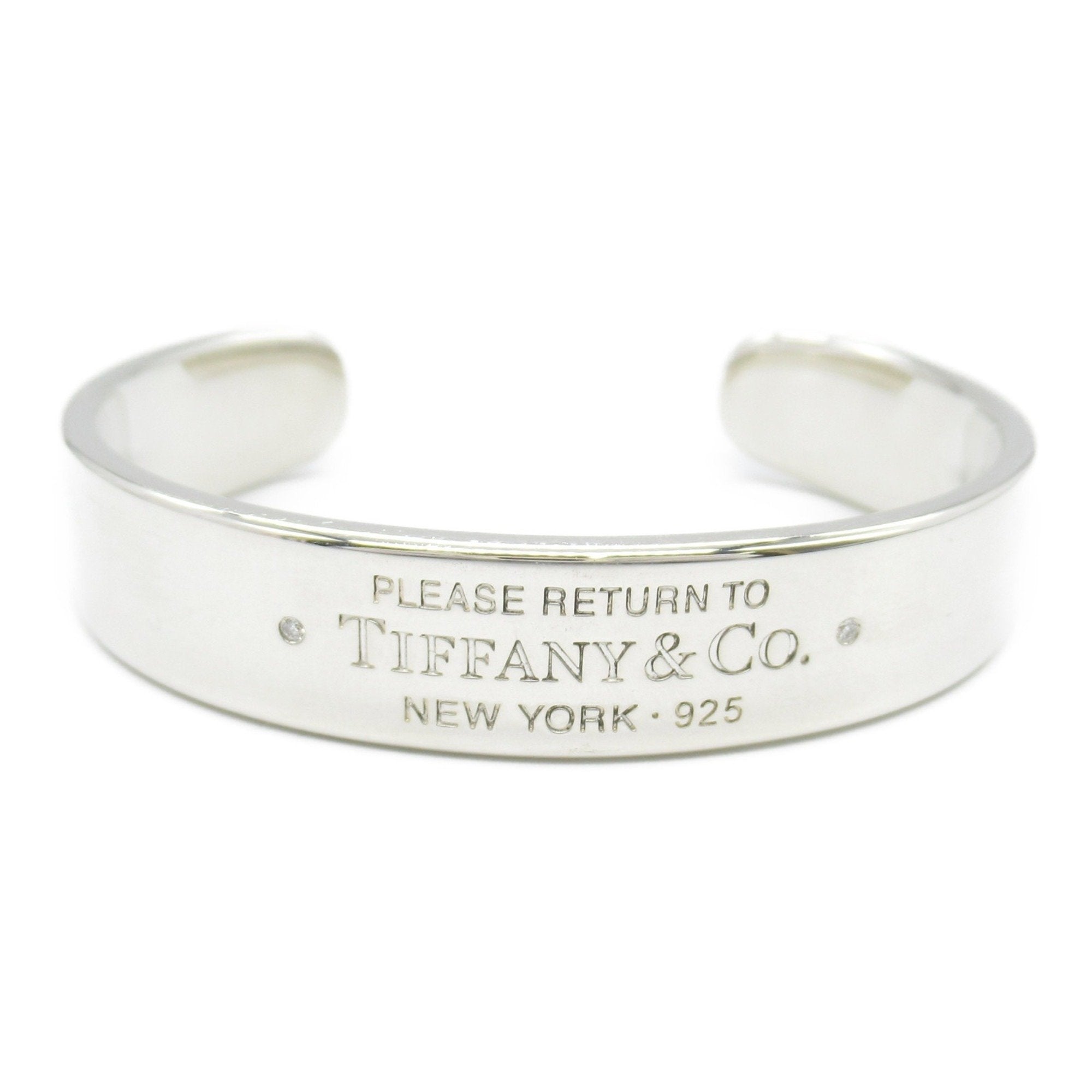 Narrow Cuff Bracelet Sterling Silver with Diamond