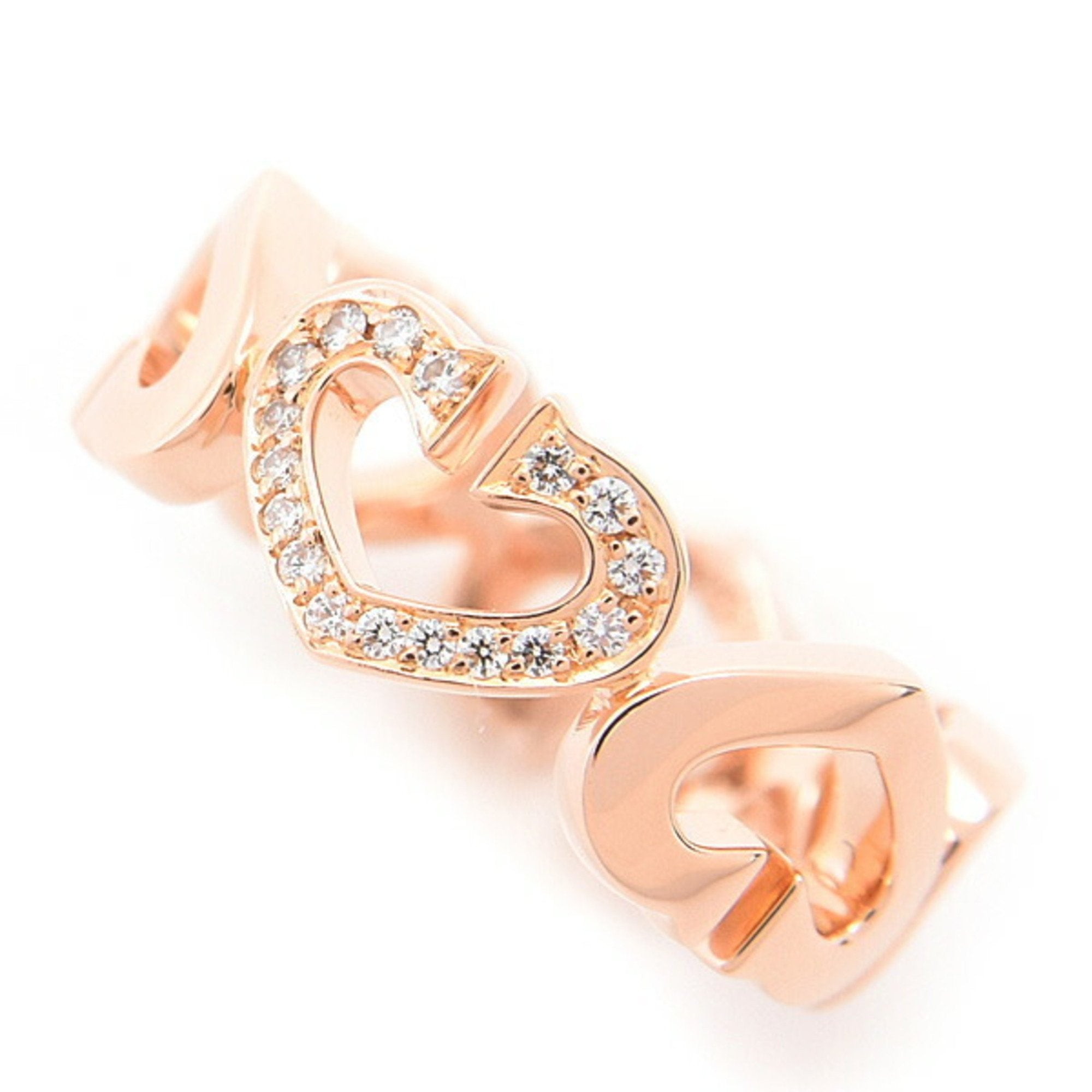 C Heart Ring 18K Rose Gold with Diamonds