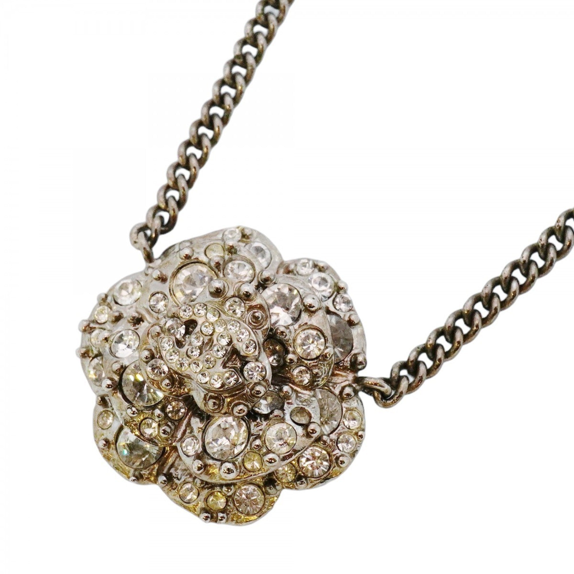CC Logo Pendant Necklace Silver-Tone Metal