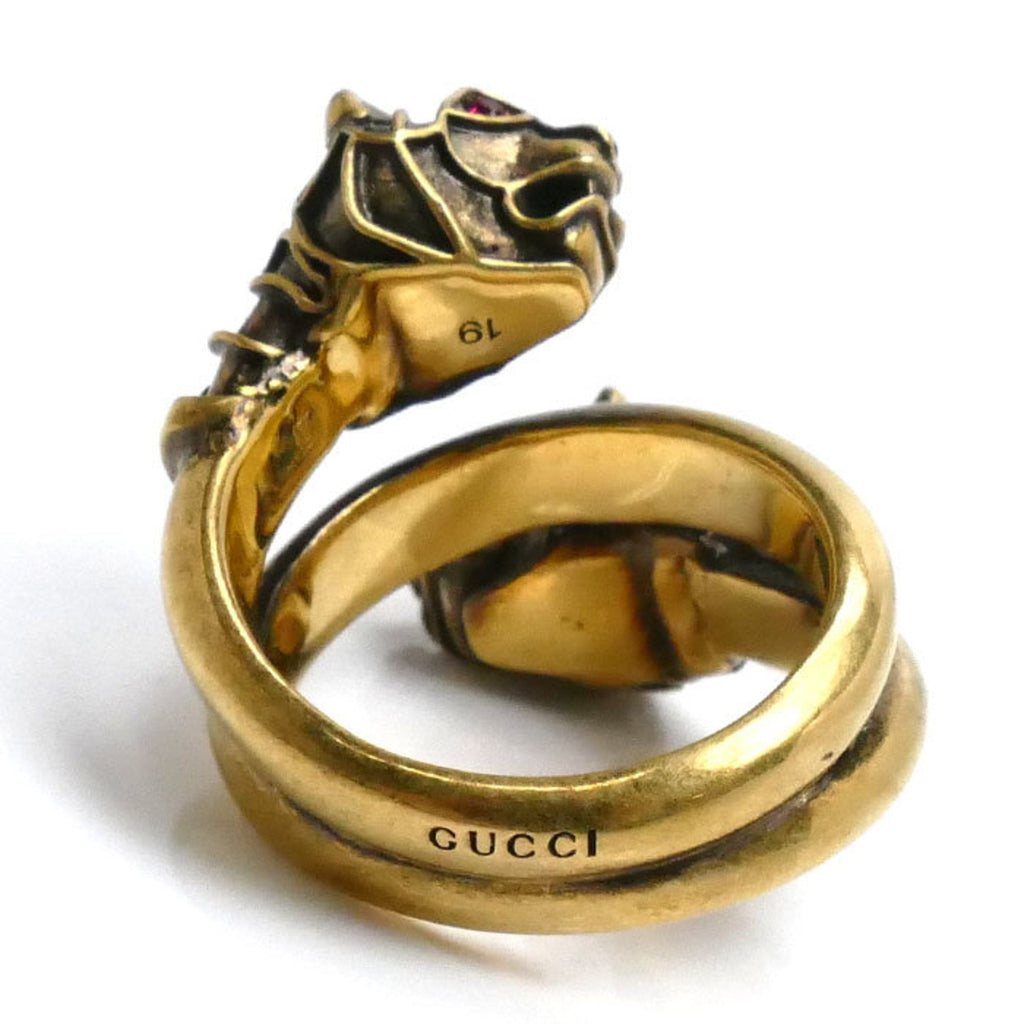 Double Tiger Head Ring Metal Gold