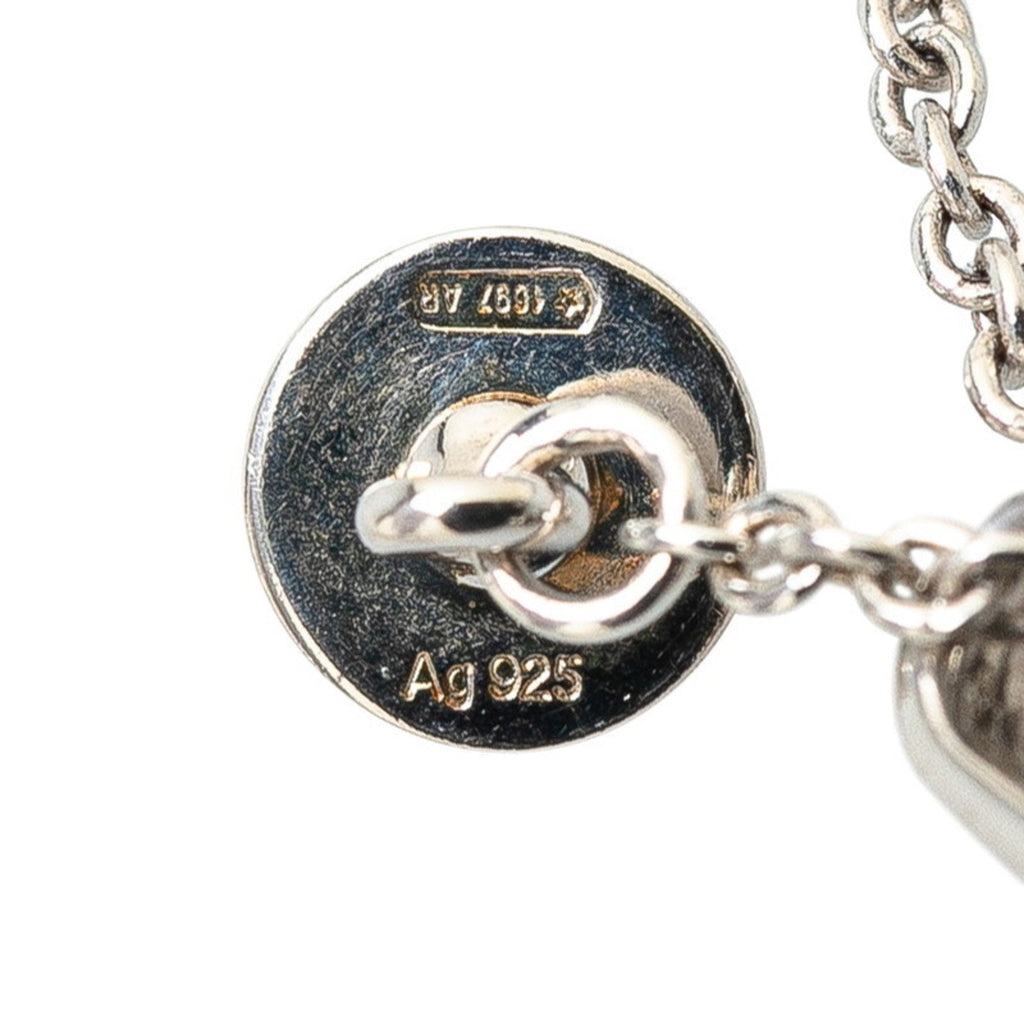 Pendant Necklace Silver Metal with Rhinestone