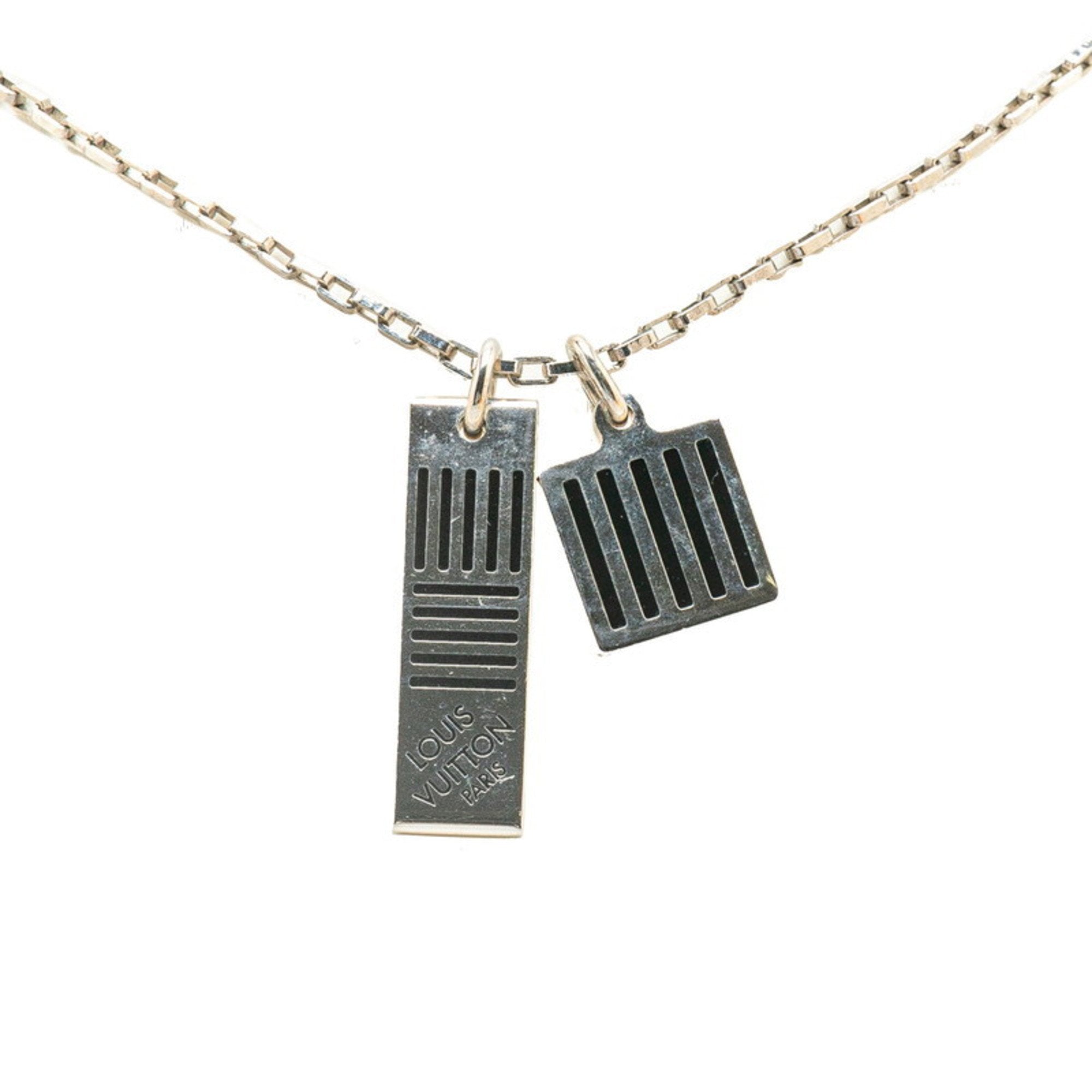 Damier Collier Colors Pendant Necklace Metal Black and Silver