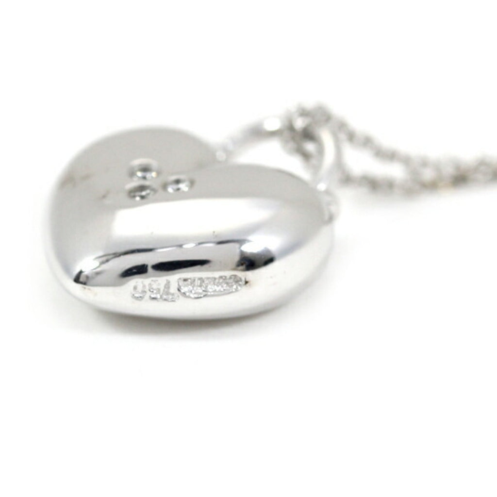 Sentimental Heart Pendant Necklace 18K White Gold