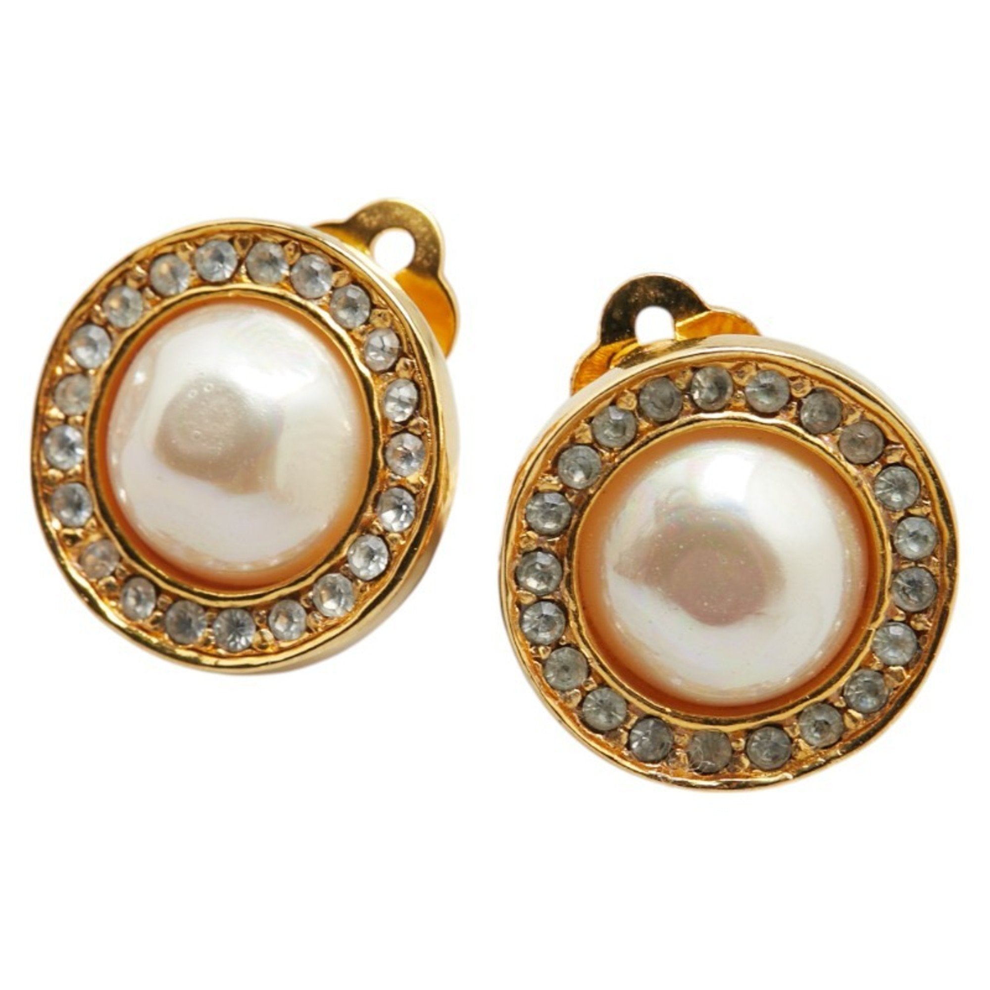 Clip-On Earrings Pearl Clip-On Gold-Tone Metal