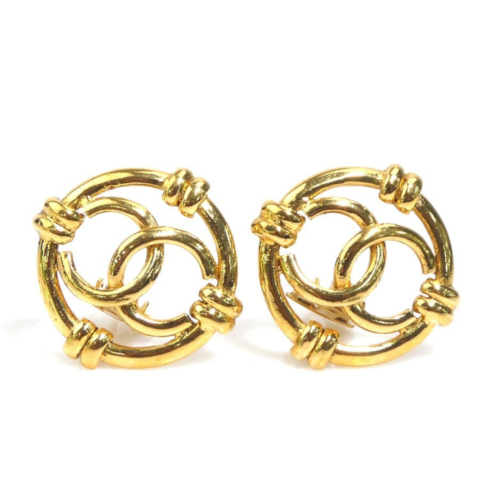 CC Logo Clip-On Earrings Gold-Tone Metal Gold-Tone Metal
