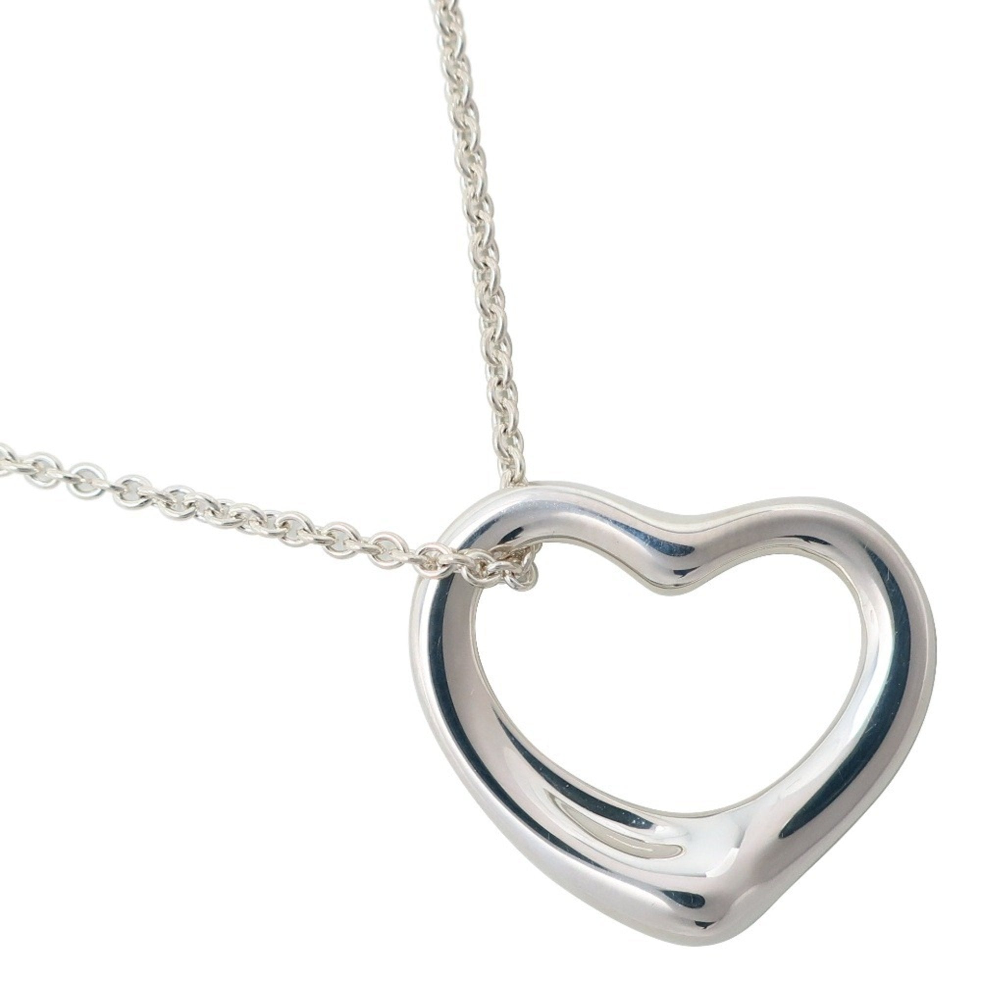Open Heart Pendant Necklace Sterling Silver 21mm