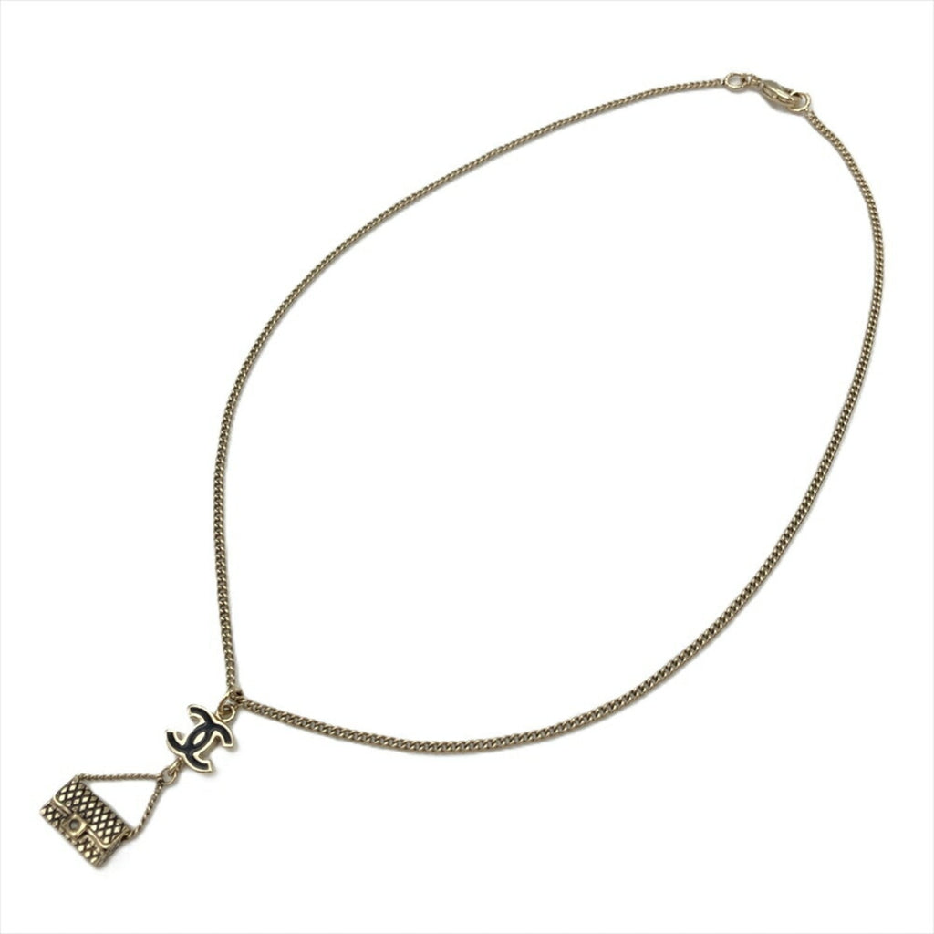 CC Logo Pendant Necklace Gold-Tone Metal