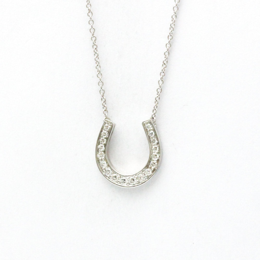 Horseshoe Pendant Necklace Platinum with Diamond