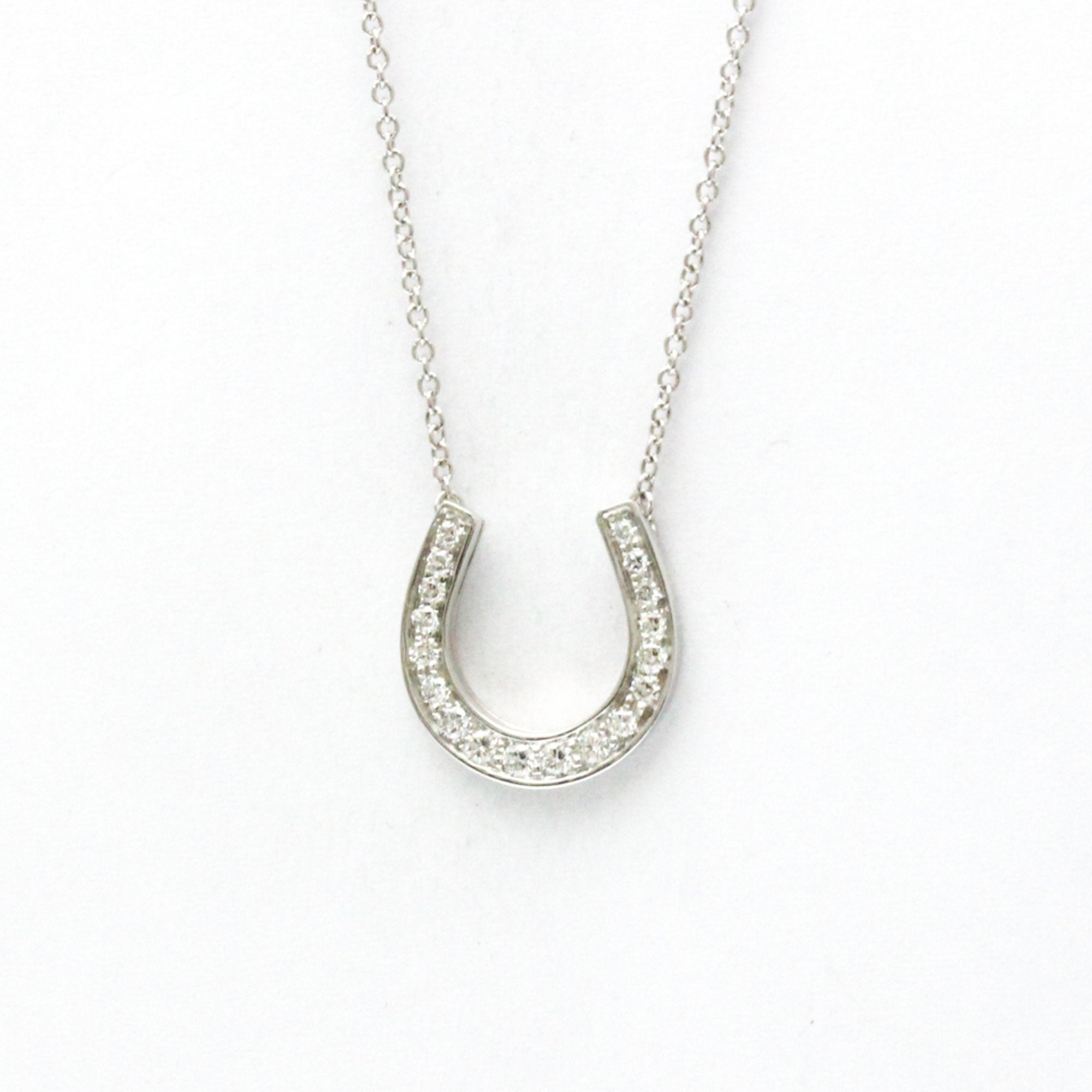Horseshoe Pendant Necklace Platinum with Diamond