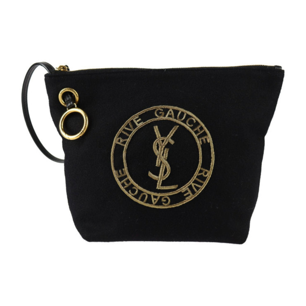 Rive Gauche Drawstring Bucket Bag Embroidered Wool