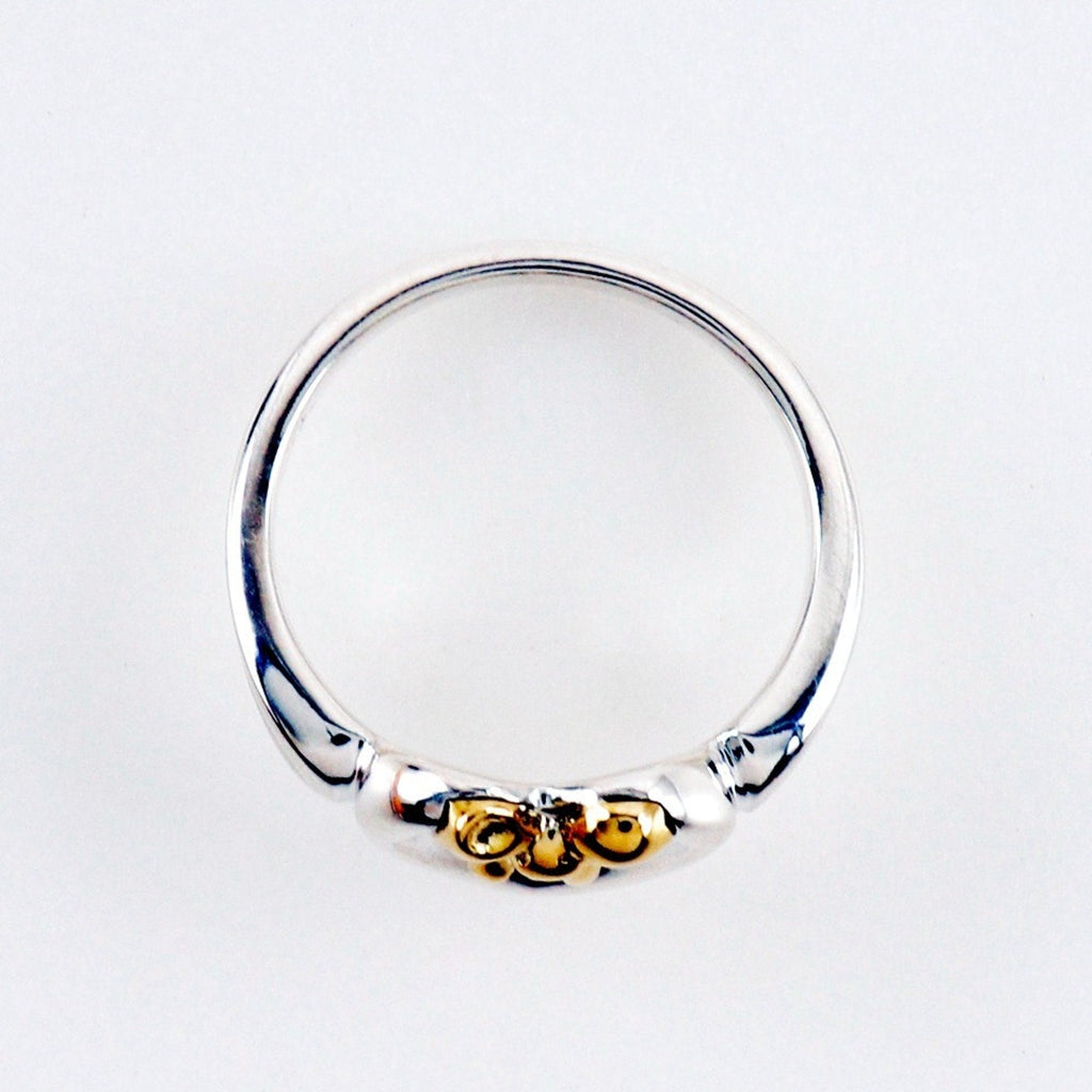 Heart Ribbon Ring Sterling Silver and 18K Yellow Gold