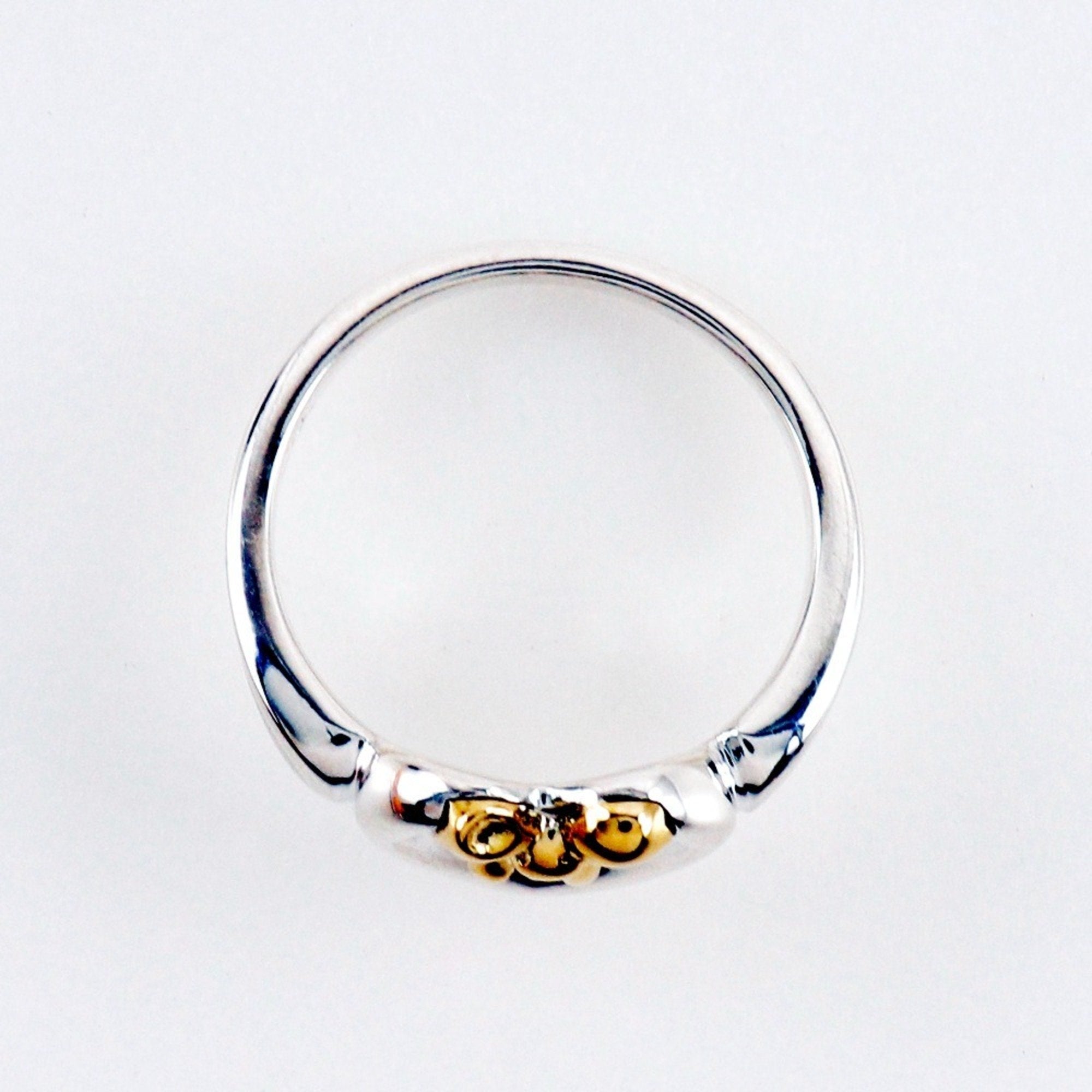 Heart Ribbon Ring Sterling Silver and 18K Yellow Gold