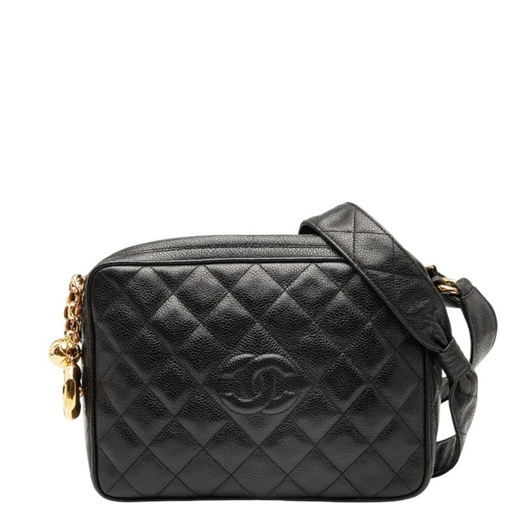 Vintage Diamond CC Camera Shoulder Bag Quilted Caviar Medium