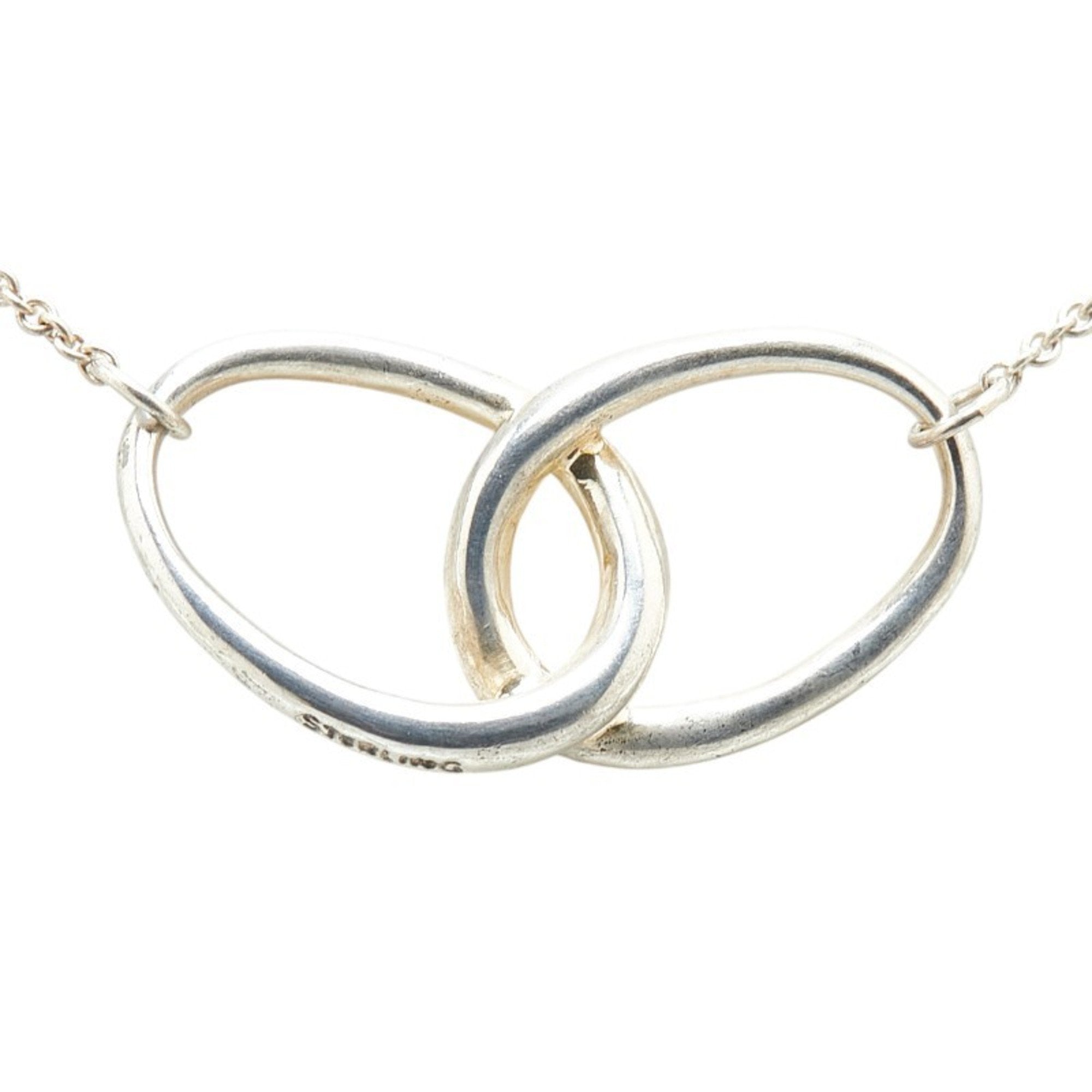 Double Loop Pendant Necklace Sterling Silver
