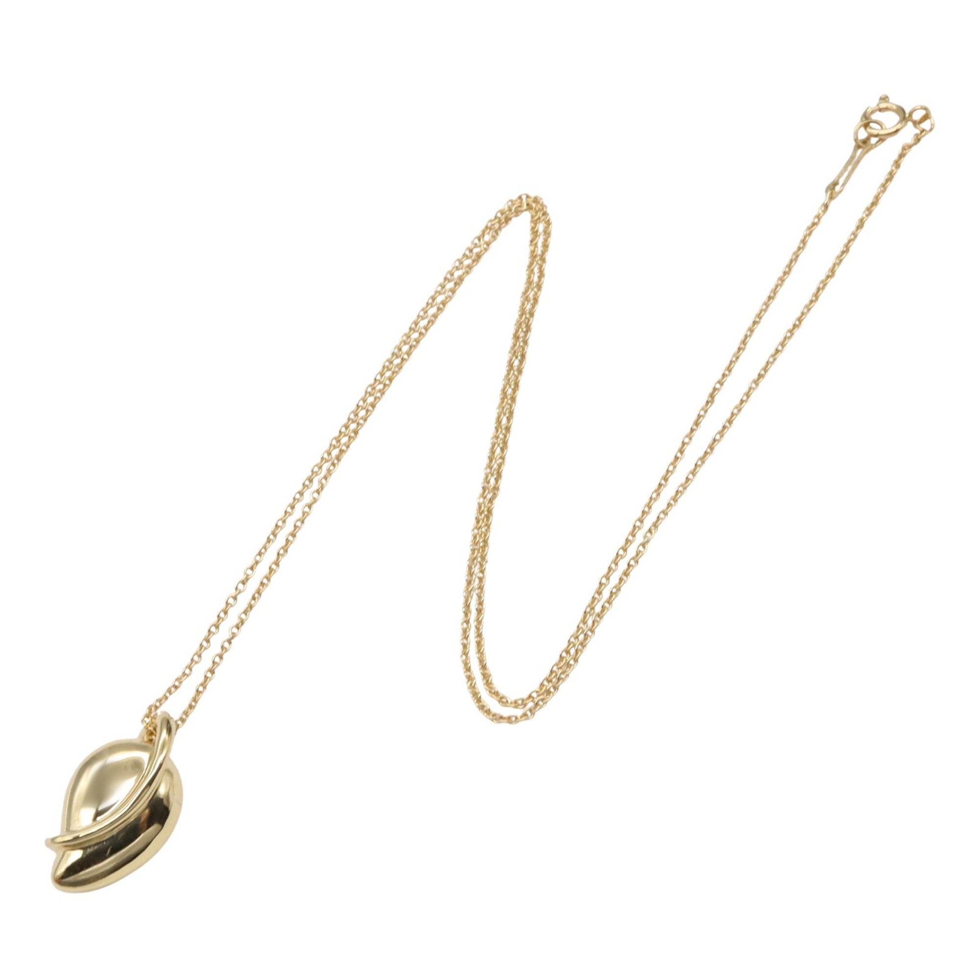 Leaf Pendant Necklace 18K Yellow Gold