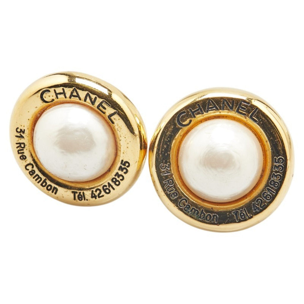 CC Logo Clip-On Earrings Metal Gold-Tone Metal