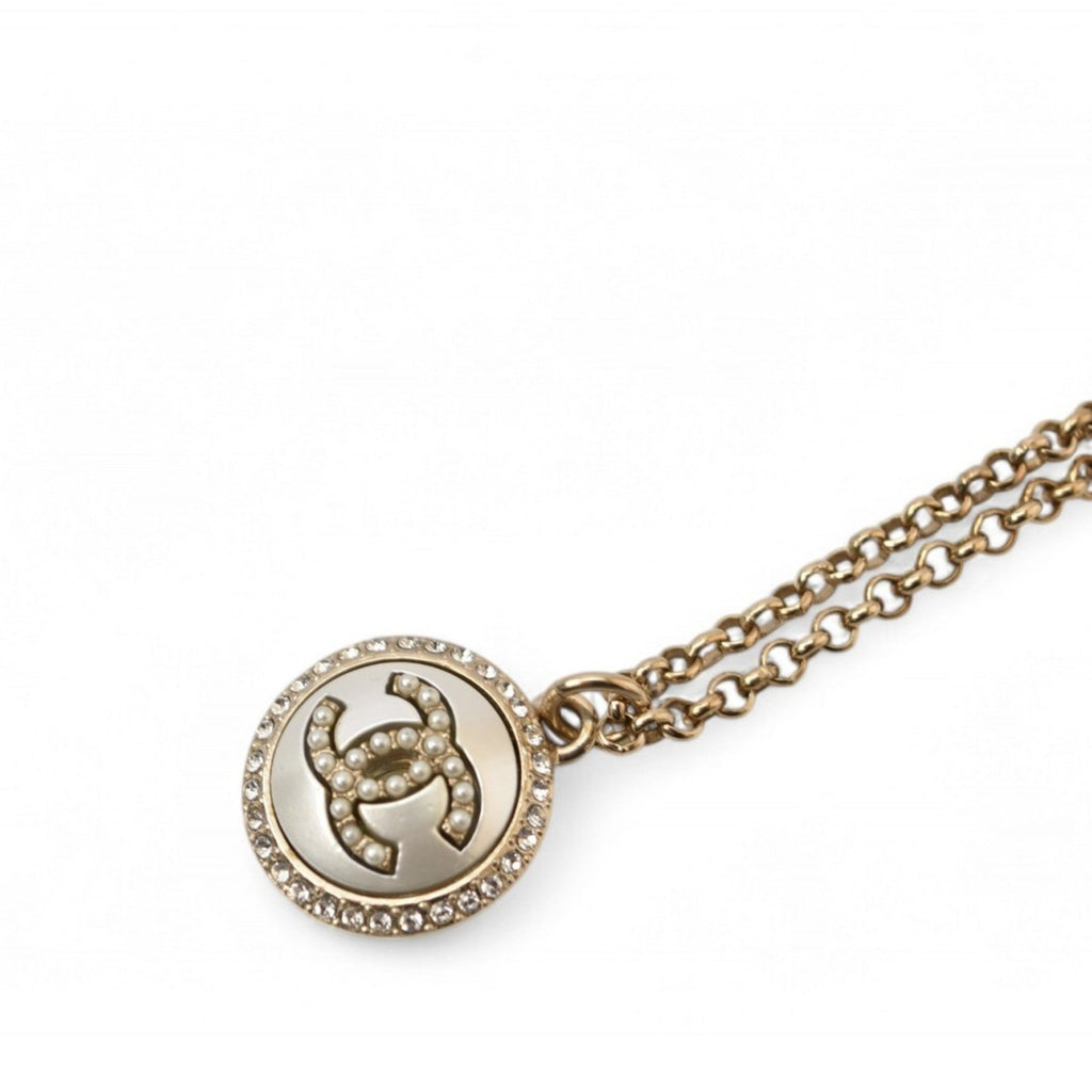 CC Logo Circle Pendant Necklace Metal