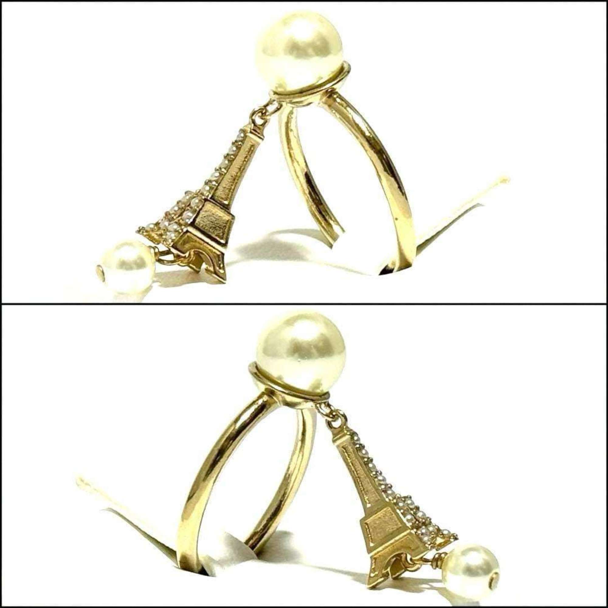 Eiffel Tower Motif Ring Mother of Pearl and Metal