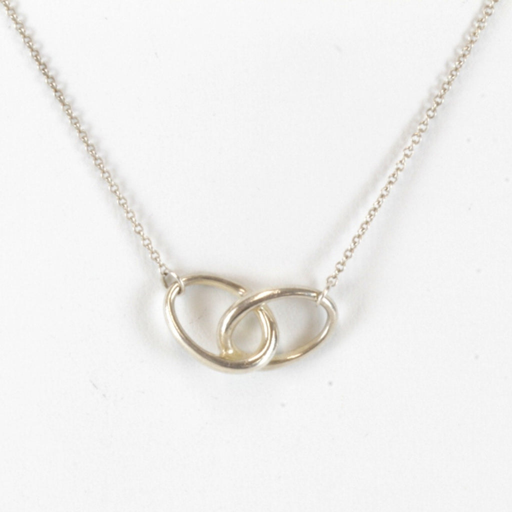 Double Loop Pendant Necklace Sterling Silver