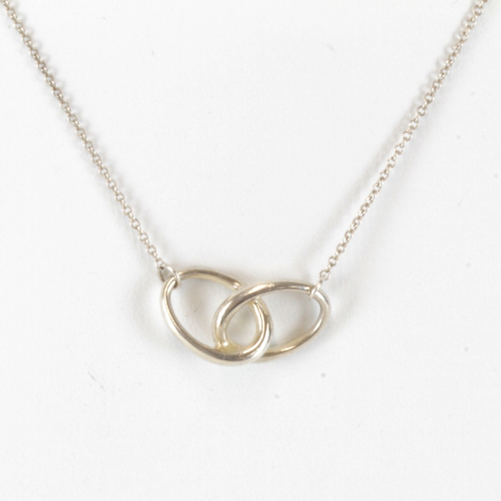 Double Loop Pendant Necklace Sterling Silver