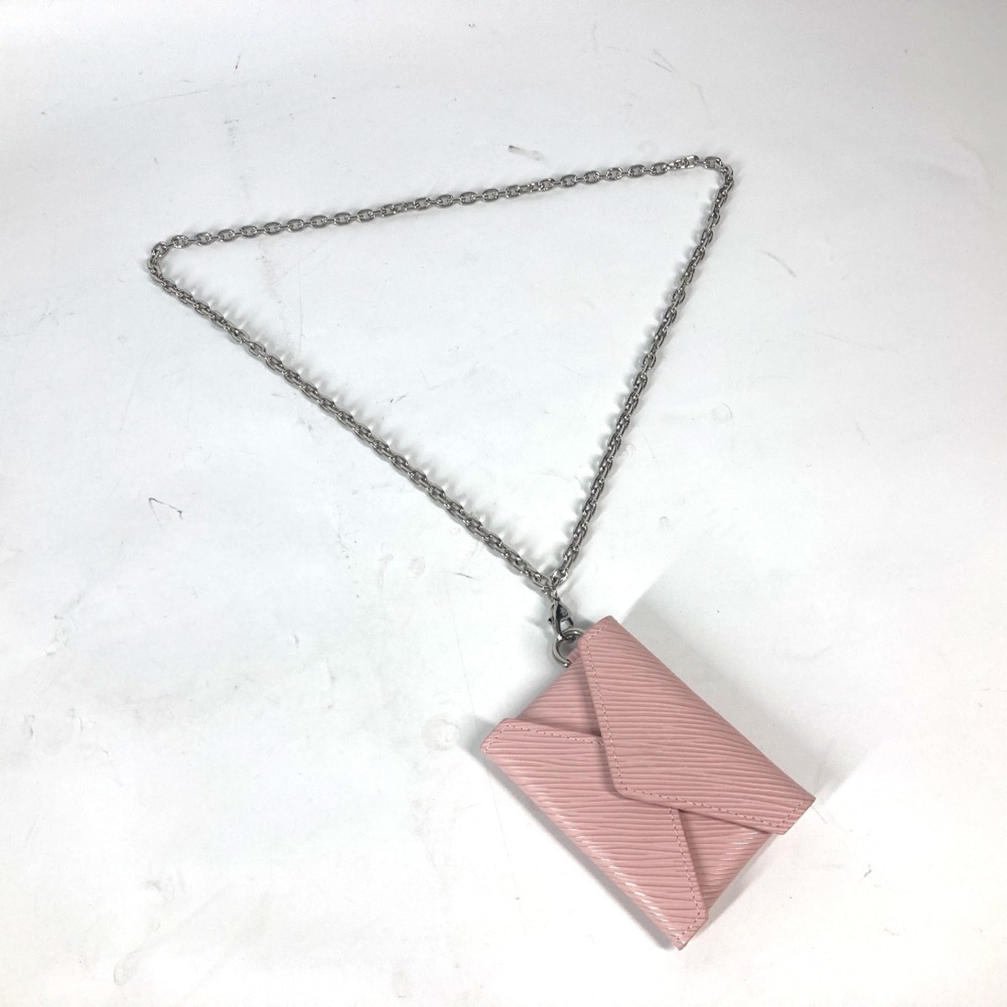 Pendant Necklace Epi Leather Pink