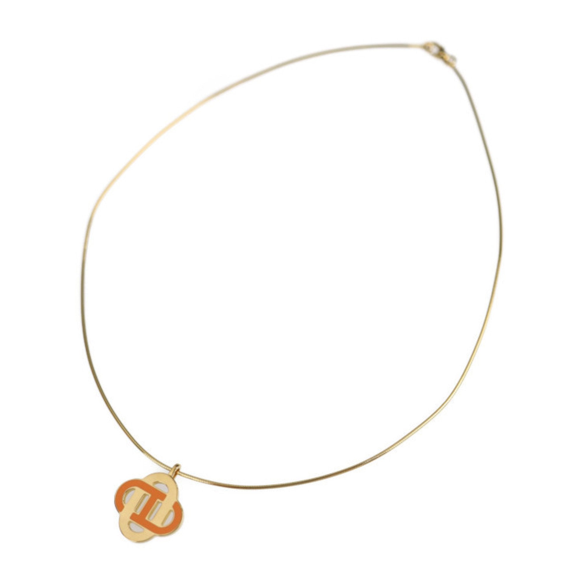 Pendant Necklace Metal Gold Orange