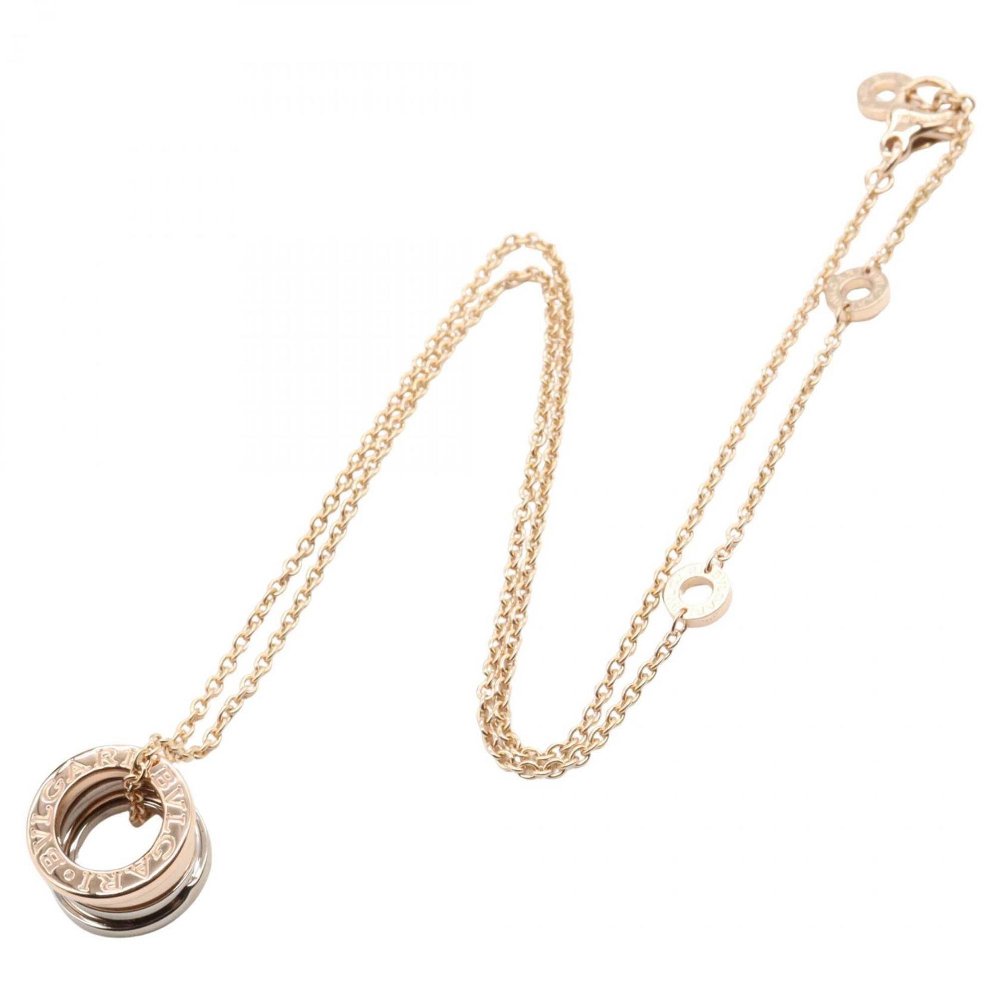 B Pendant Necklace 18K Rose Gold and 18K White Gold