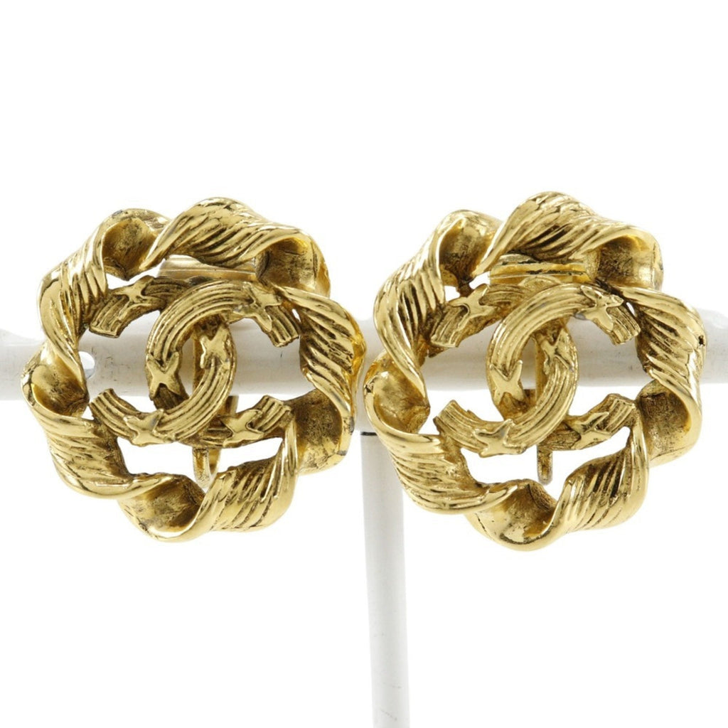 CC Logo Round Clip-On Earrings Metal