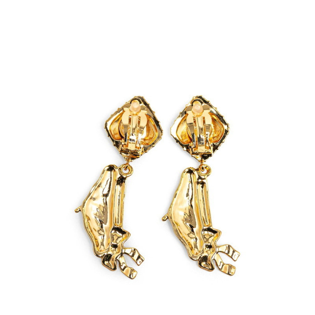 Matelasse Hat Motif Earrings Gold Gold-Tone Metal