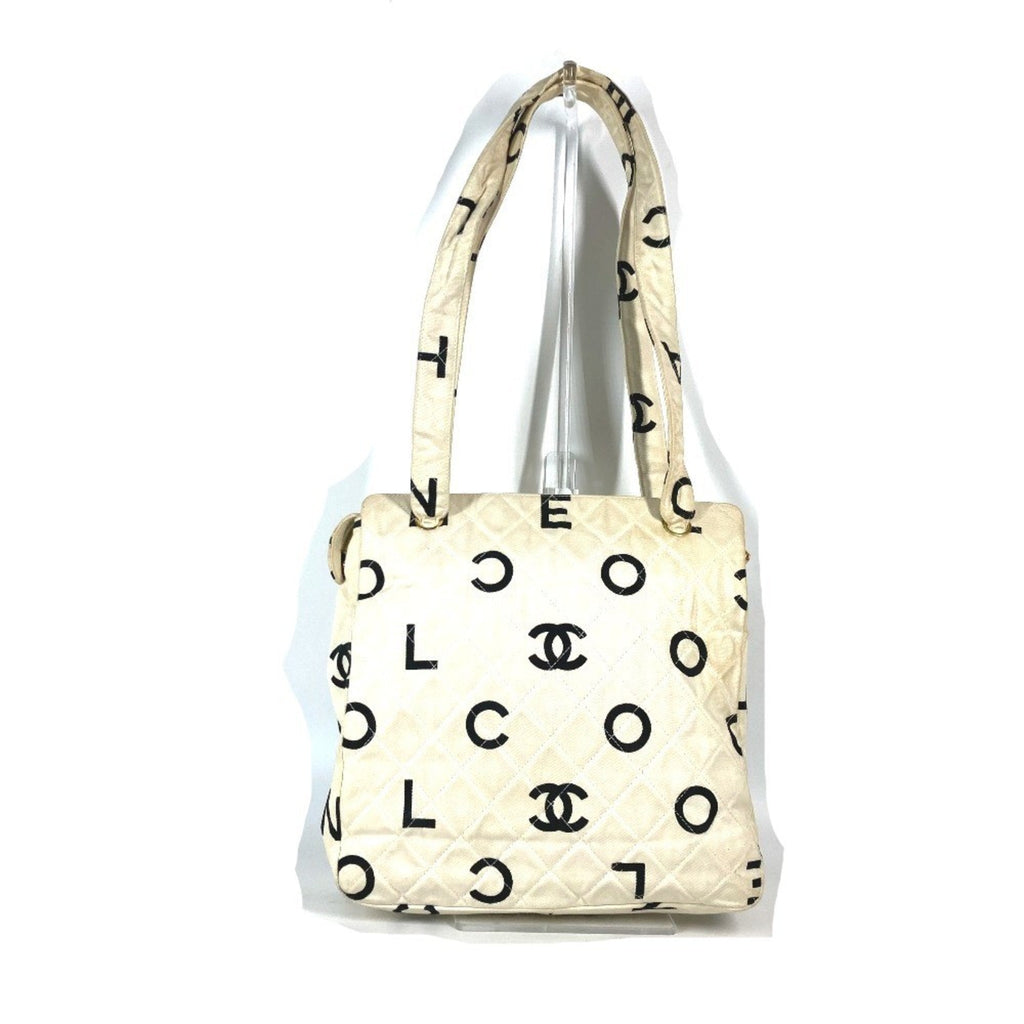 Vintage Coco Logo Zip Tote Quilted Printed Canvas Medium