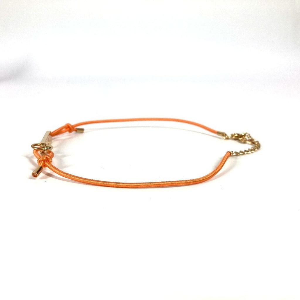 Choker Necklace Metal and Rubber Gold Orange
